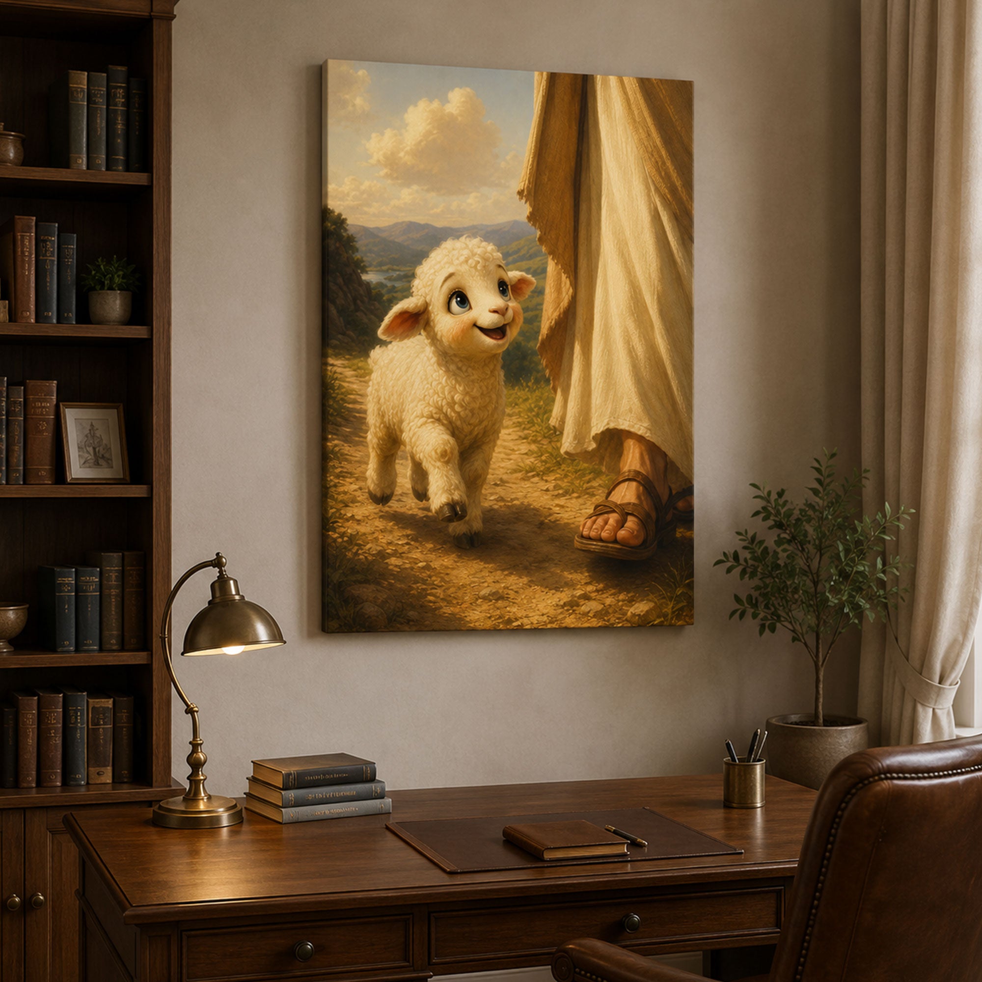 Jesus with Little Lamb Canvas Print, Christian Nursery Wall Art, Faith Home Decor