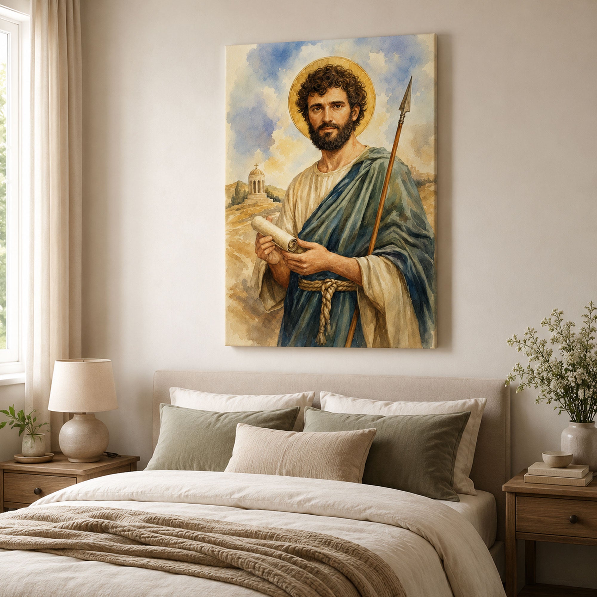 Saint Thomas Apostle Canvas Print, Catholic Apostle Wall Art, Faith Home Decor Gift
