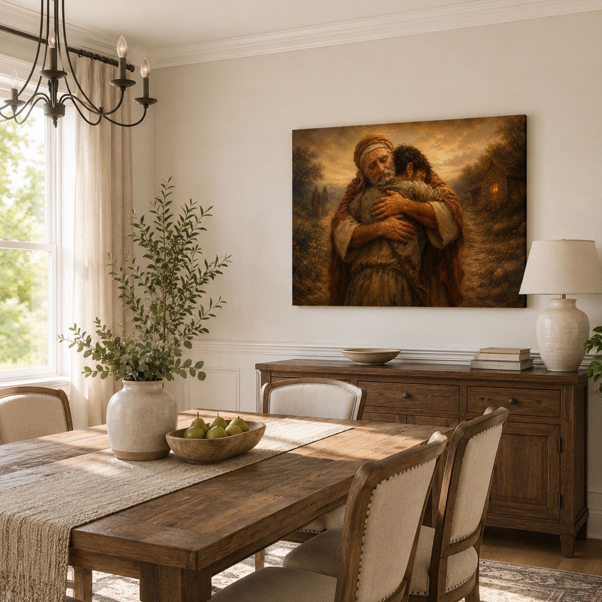 Prodigal Son and Forgiving Father Canvas Print, Christian Home Decor