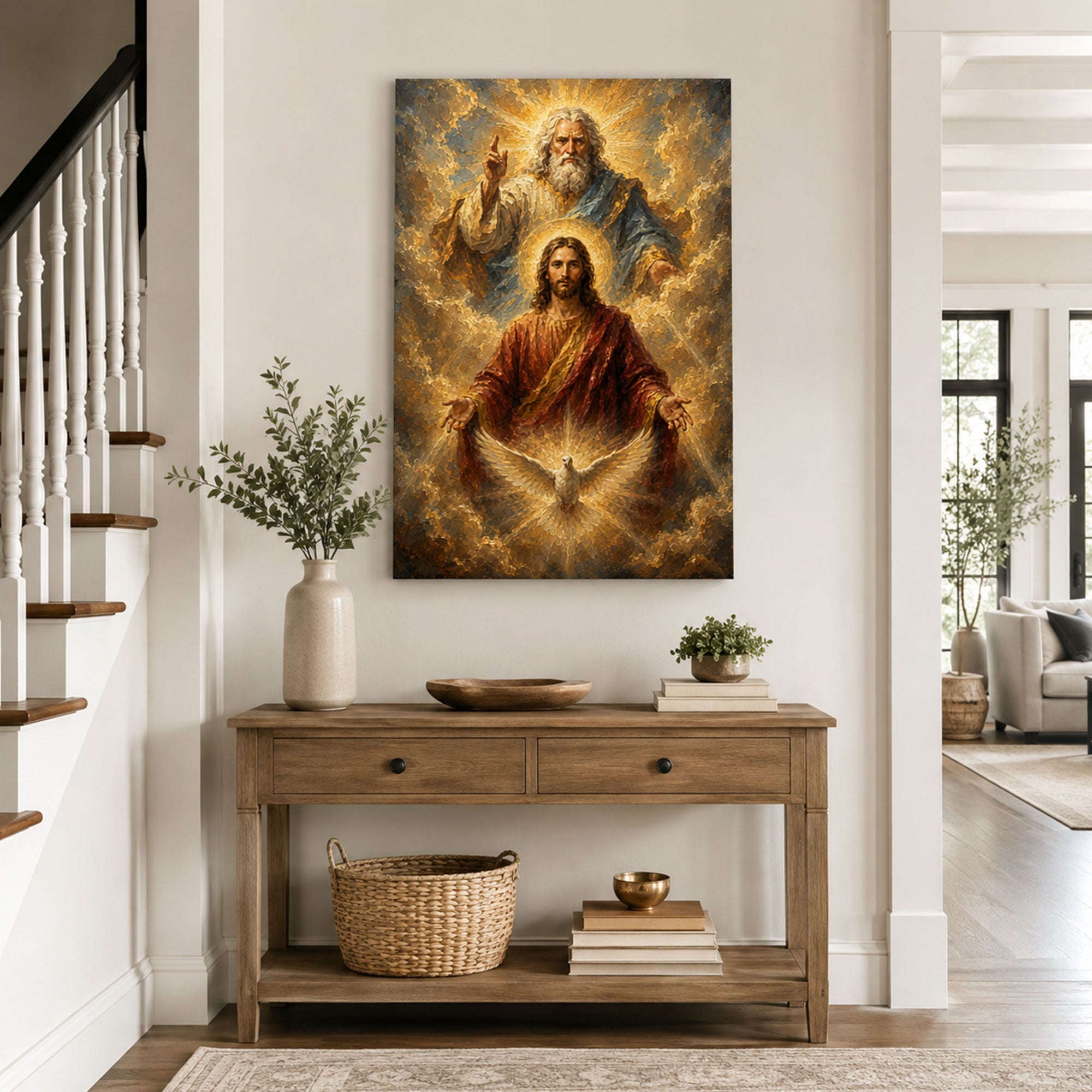 Holy Trinity Canvas Print, Father Son and Holy Spirit, Catholic Christian Wall Decor, Faith Gift