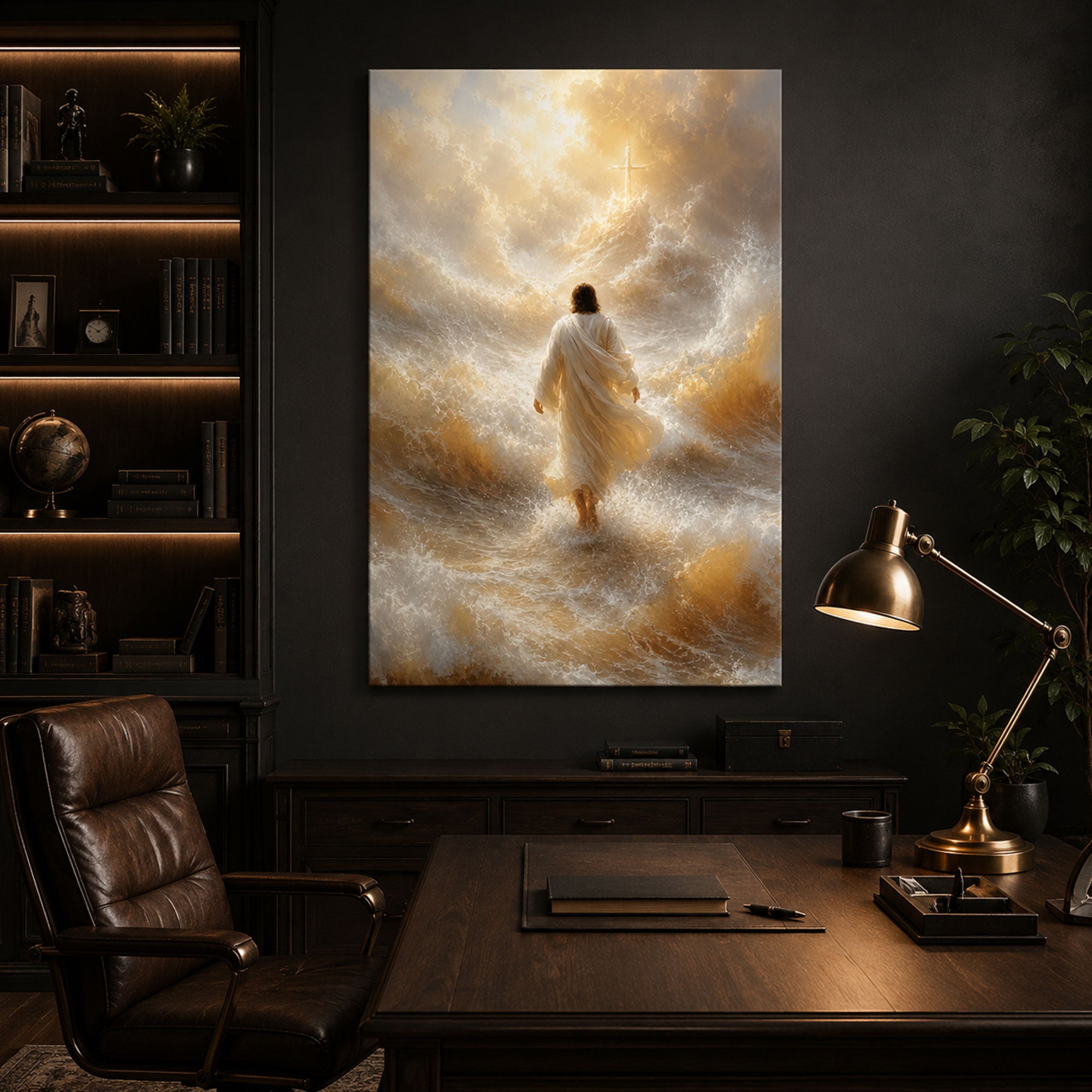 Jesus Walking on Water Canvas Print, Inspirational Christian Faith Wall Art, Spiritual Biblical Home Decor