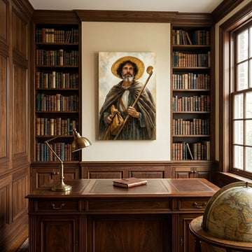 Saint James the Greater Pilgrim Canvas Print, Catholic Apostle Decor