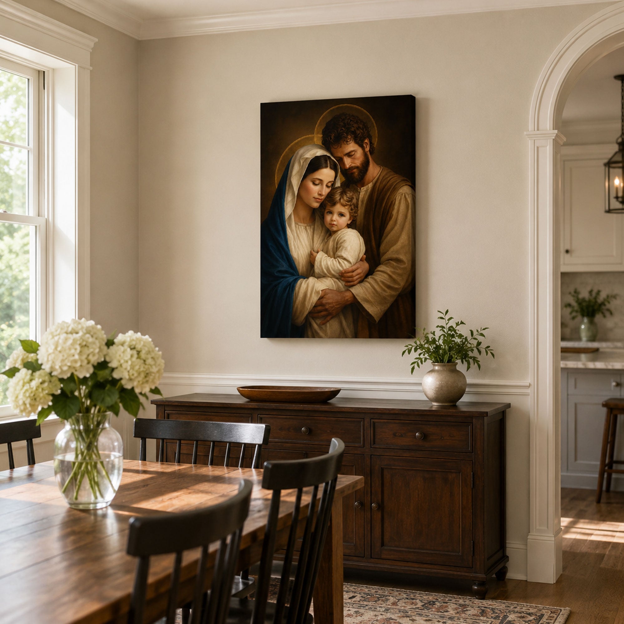 Holy Family Canvas Print, Mary Joseph and Baby Jesus Catholic Wall Art, Christian Family Faith Home Decor Gift