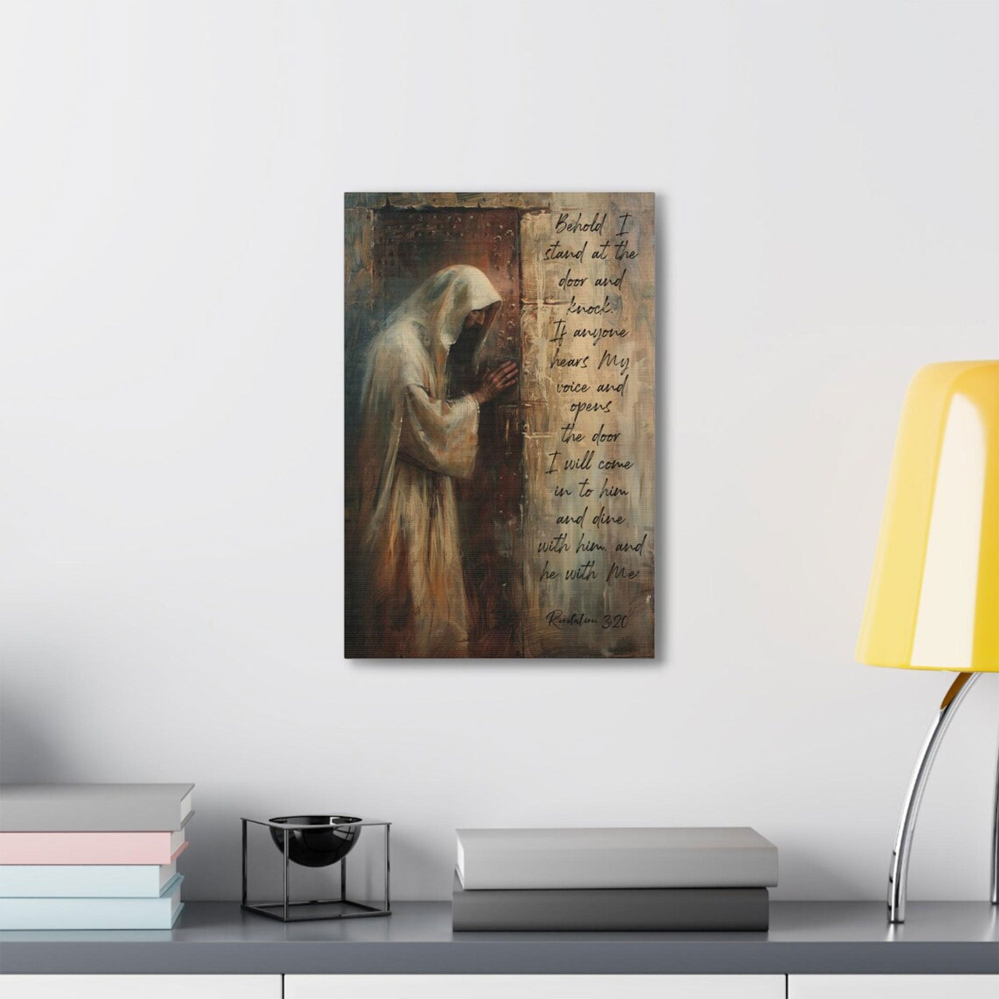 Jesus Knocking Canvas Wall Art, Christian Home Decor, Religious Faith Painting Gift