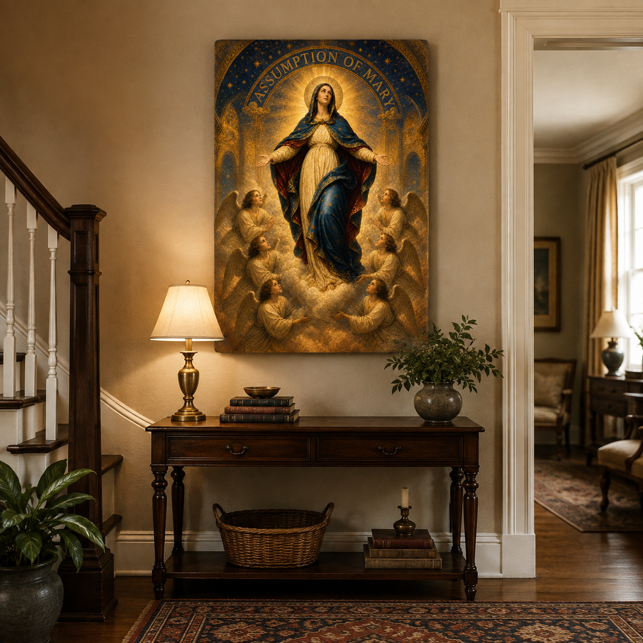 Assumption of Mary Canvas Print - Bring Blessings To Everyone Who Enters