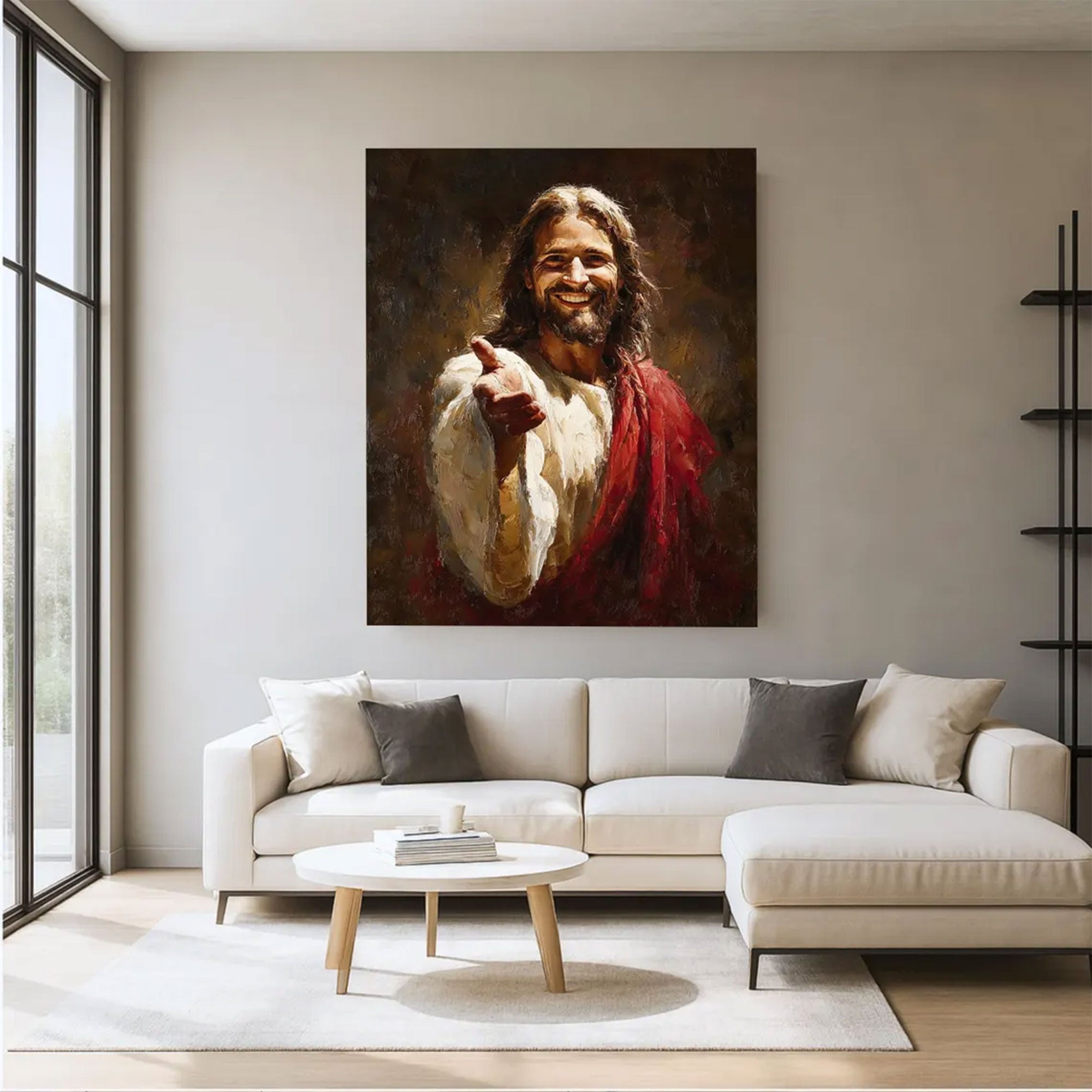 Jesus Smiling Canvas , Christian Wall Art, Religious Home Decor, Faith Gift Idea