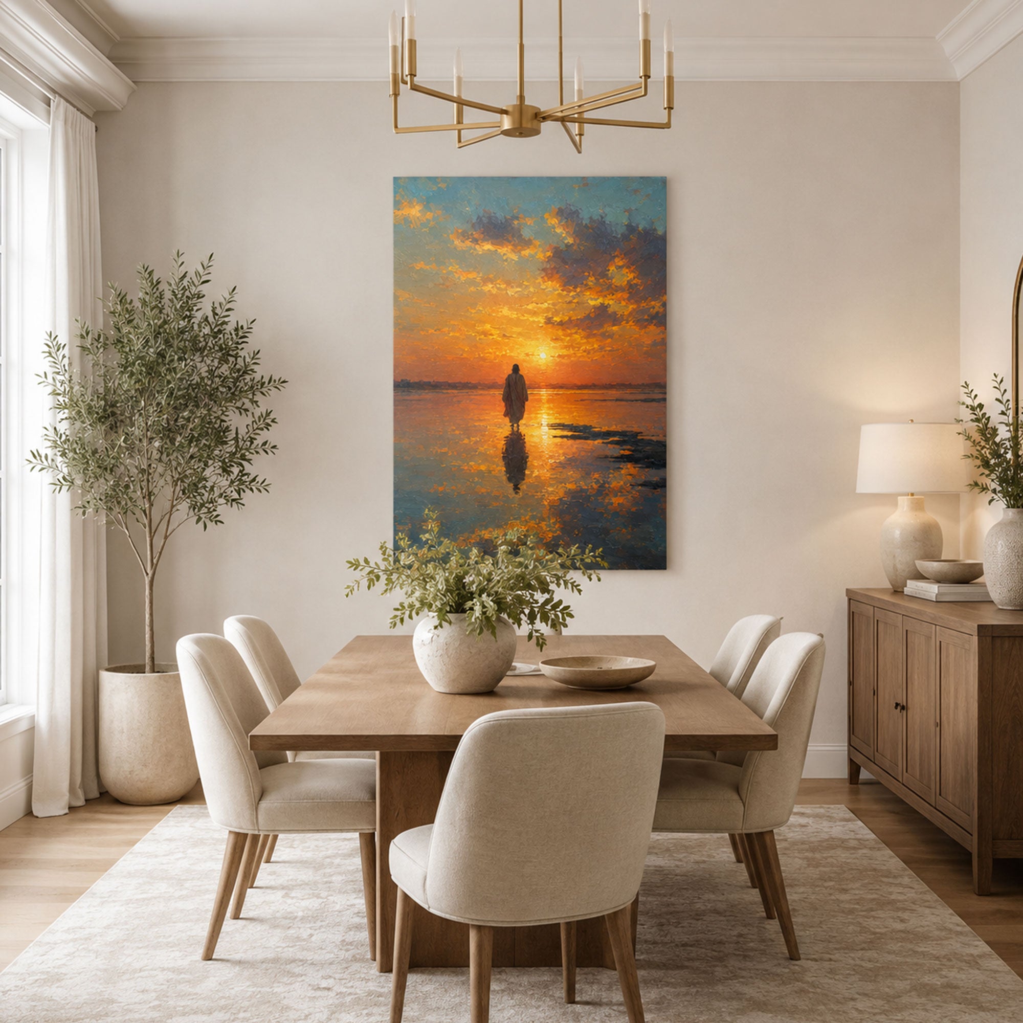Jesus Walking on Water Canvas Print, Matthew 14:25 Christian Wall Decor, Walk by Faith Gift