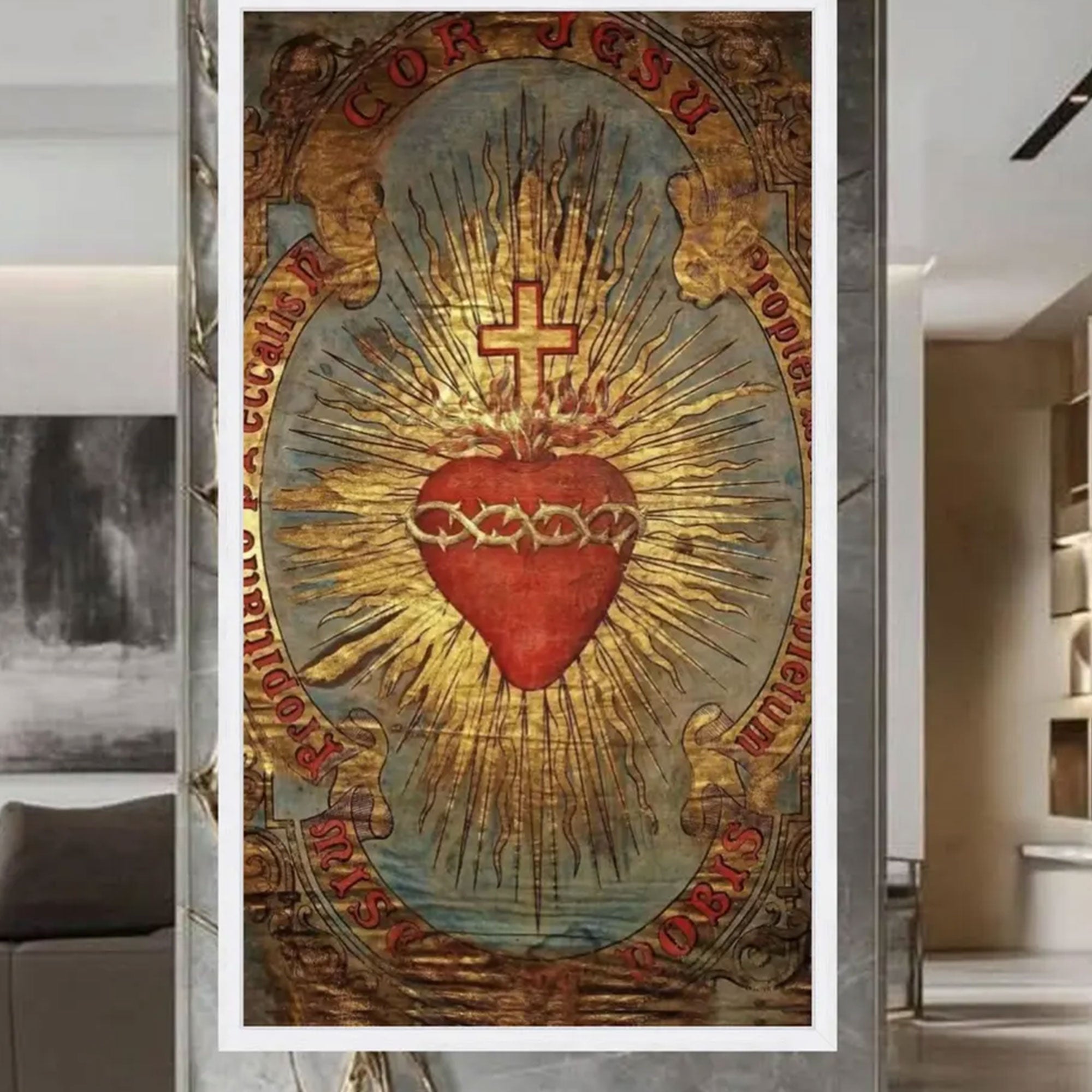 Sacred Heart of Jesus Canvas Wall Art, Catholic Religious Decor, Christian Faith Home Decoration