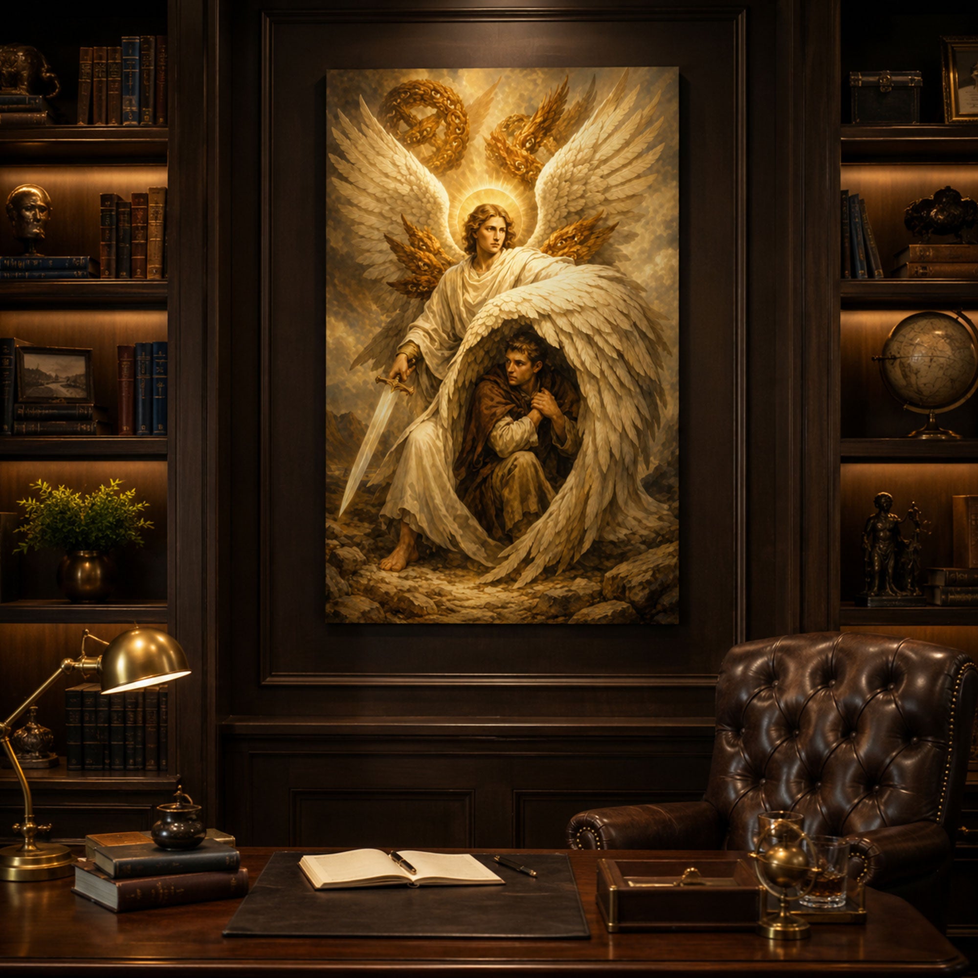 Guardian Angel Protection Canvas Print, Christian Angel Wall Art, Faith Home Decor Gift
