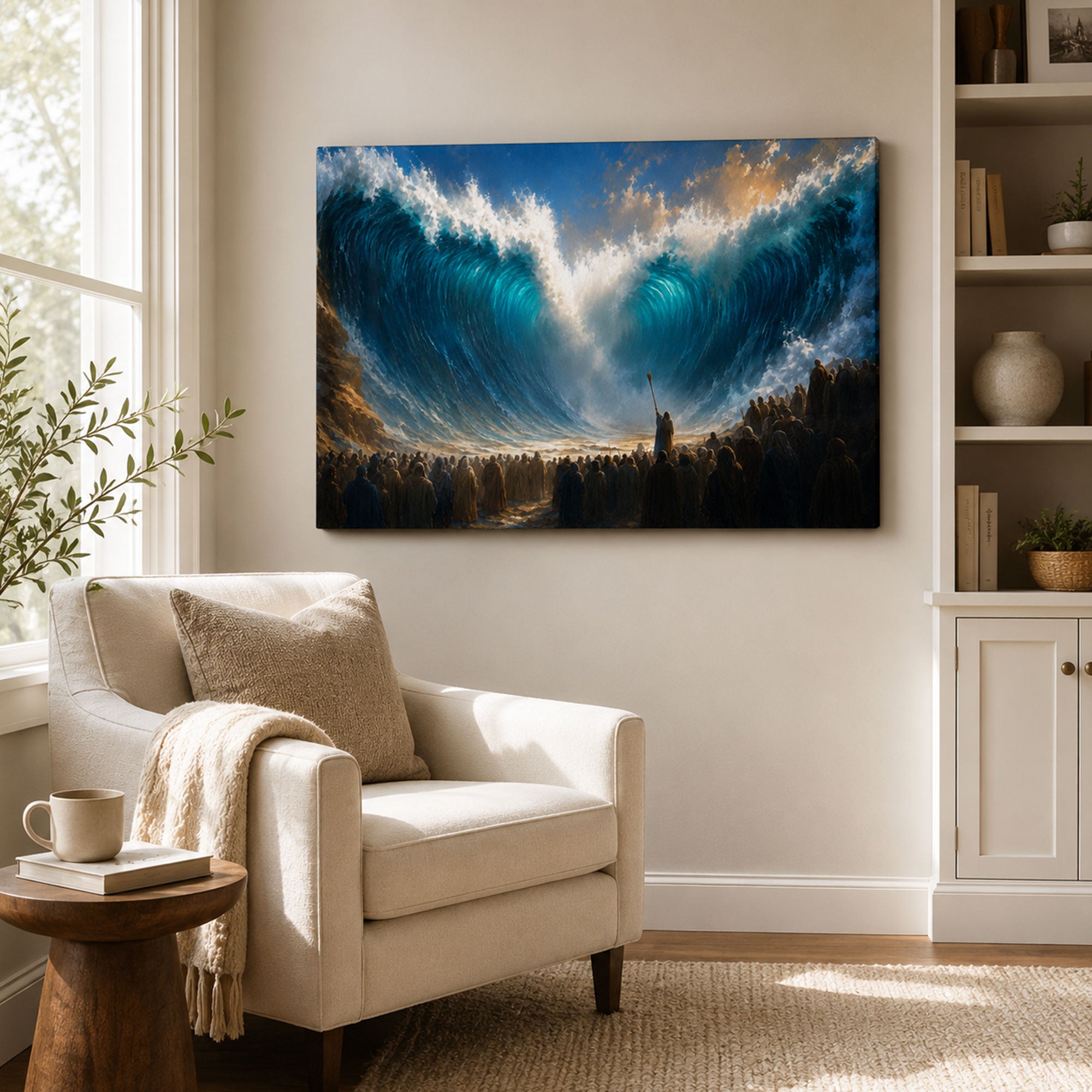 Moses Parting the Red Sea Canvas Print, Exodus Christian Faith Decor