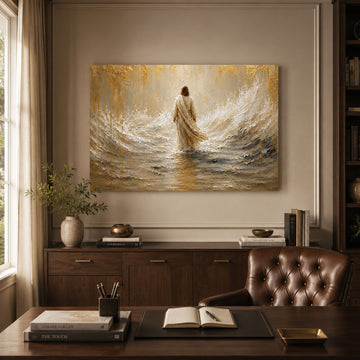 Jesus Walking on Water Canvas Print, Christian Wall Art for Home Decor