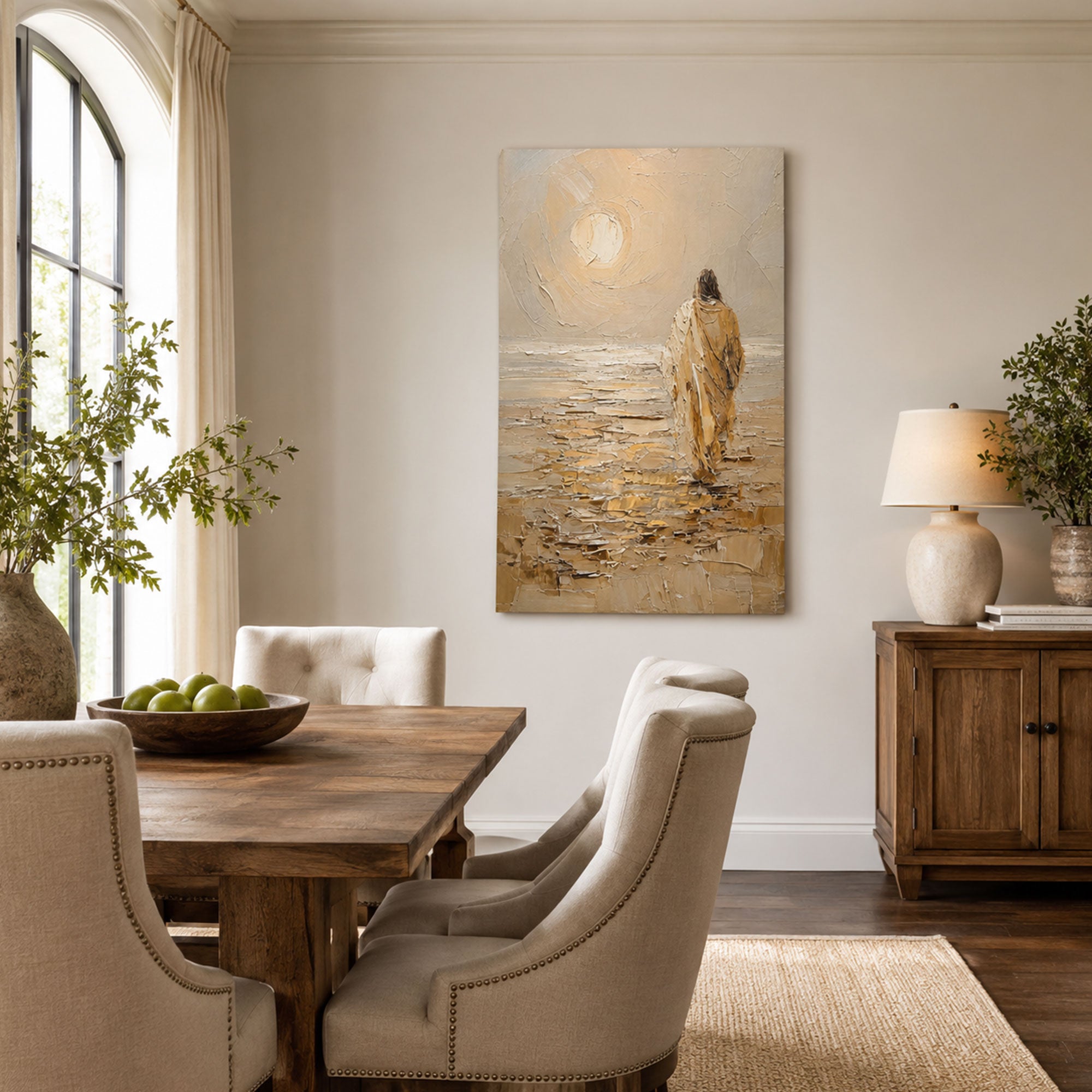 Jesus Walking by the Sea Canvas Print, Christian Home Decor