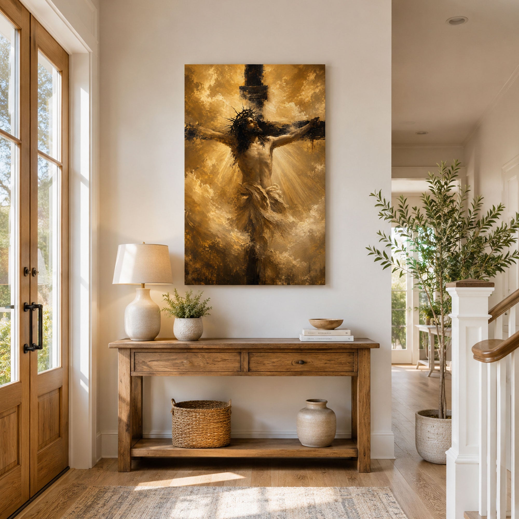 Jesus on the Cross Canvas Print, Crucifixion of Christ Christian Wall Decor, Faith Gift
