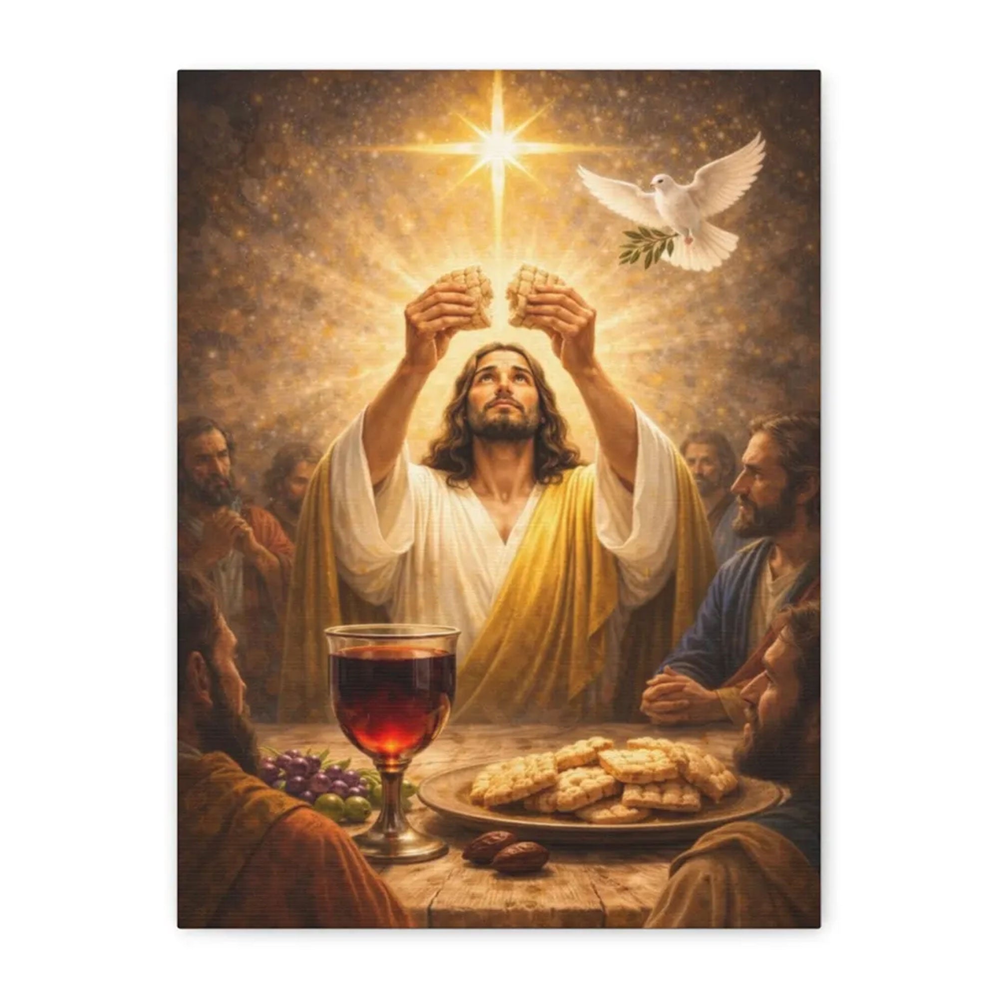 The Last Supper Communion Canvas Print, Matte Stretched Christian Wall Art, Religious Faith Home Decor