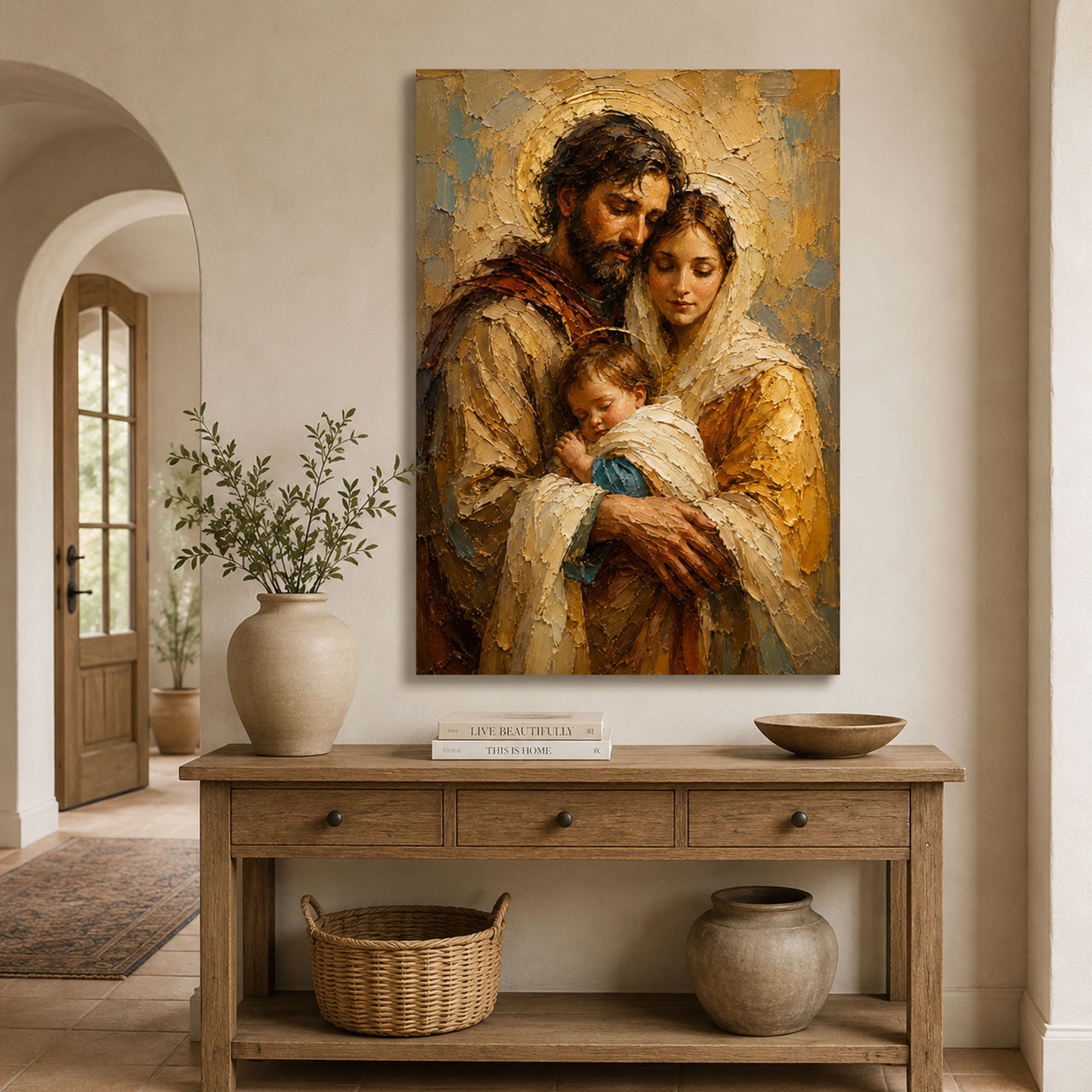 Holy Family Canvas Print, Jesus Mary and Joseph Catholic Wall Art, Christian Home Decor, Sacred Family Gift