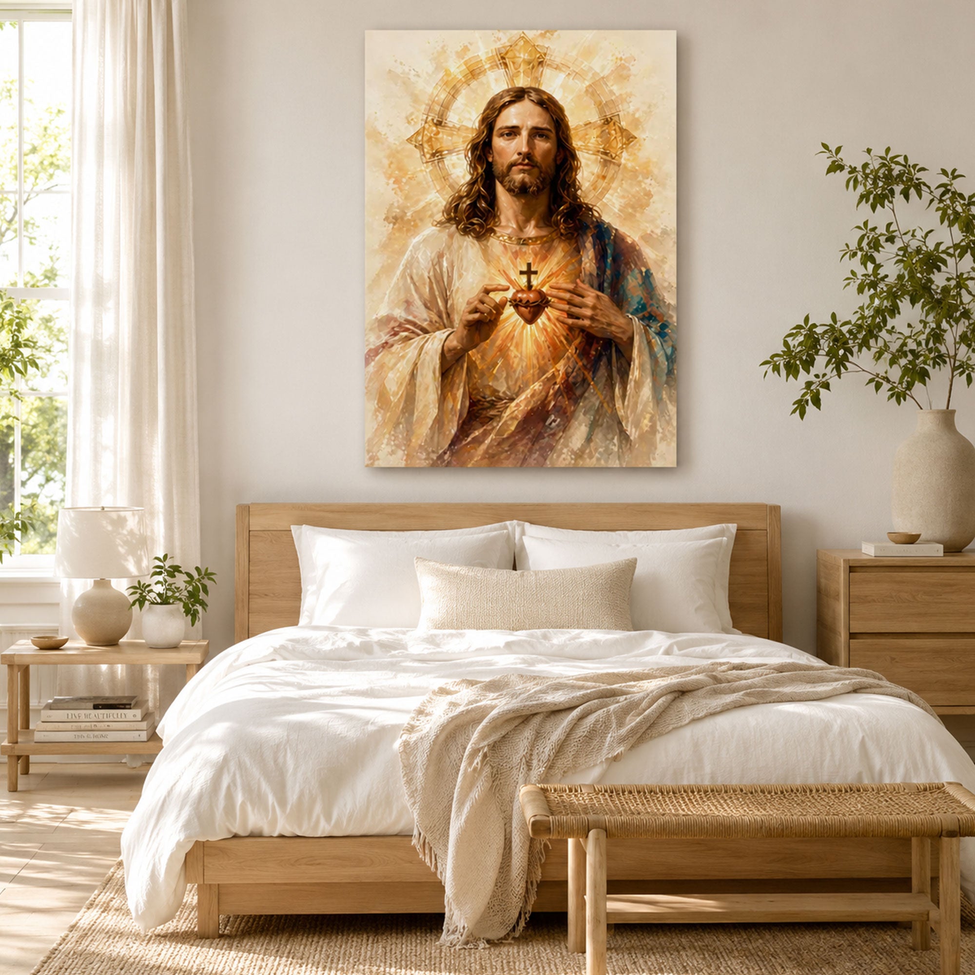 Sacred Heart of Jesus Canvas Print, Christian Devotion Wall Art, Catholic Religious Home Decor, Inspirational Faith Gift