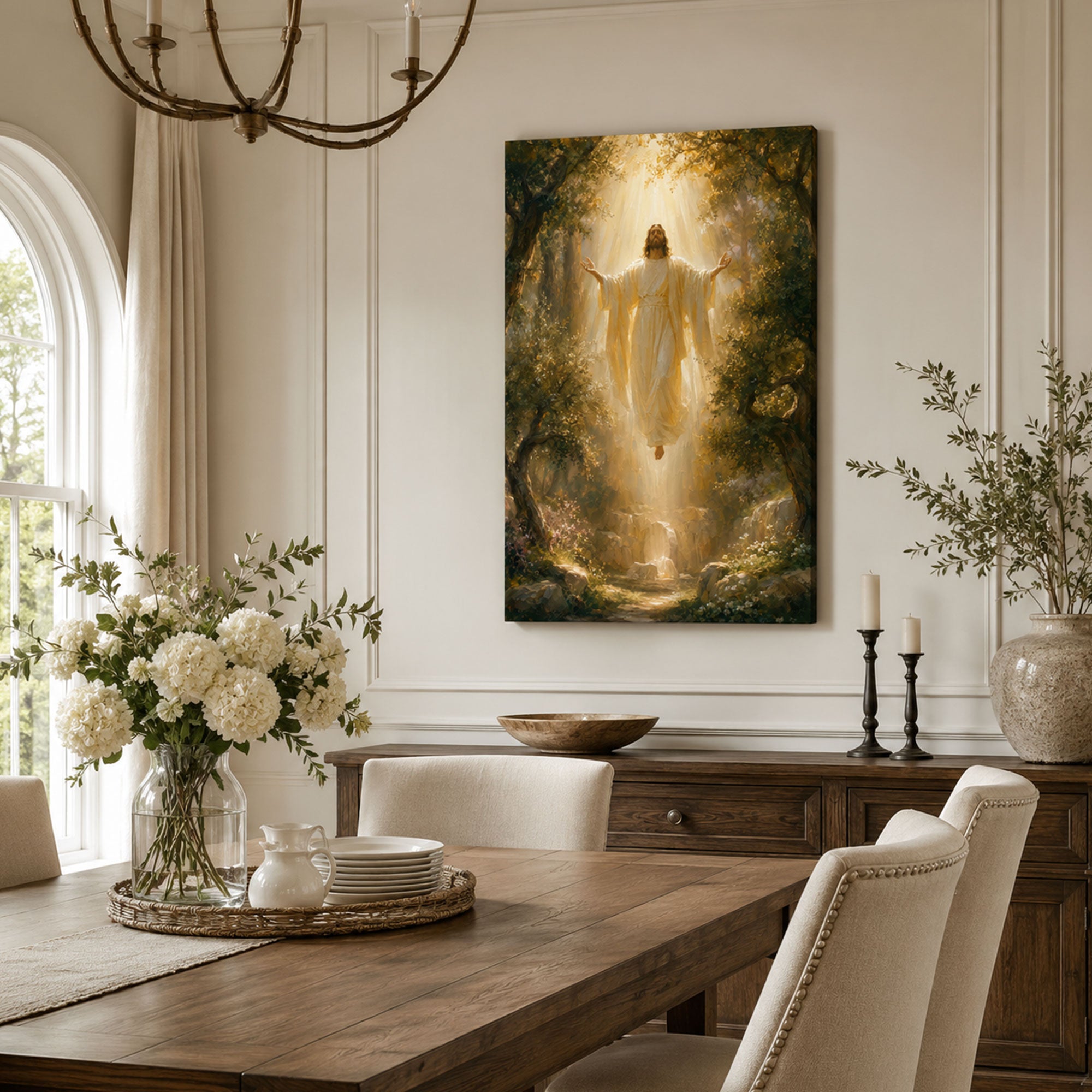 Jesus in Heavenly Light Canvas Print, Christian Home Decor
