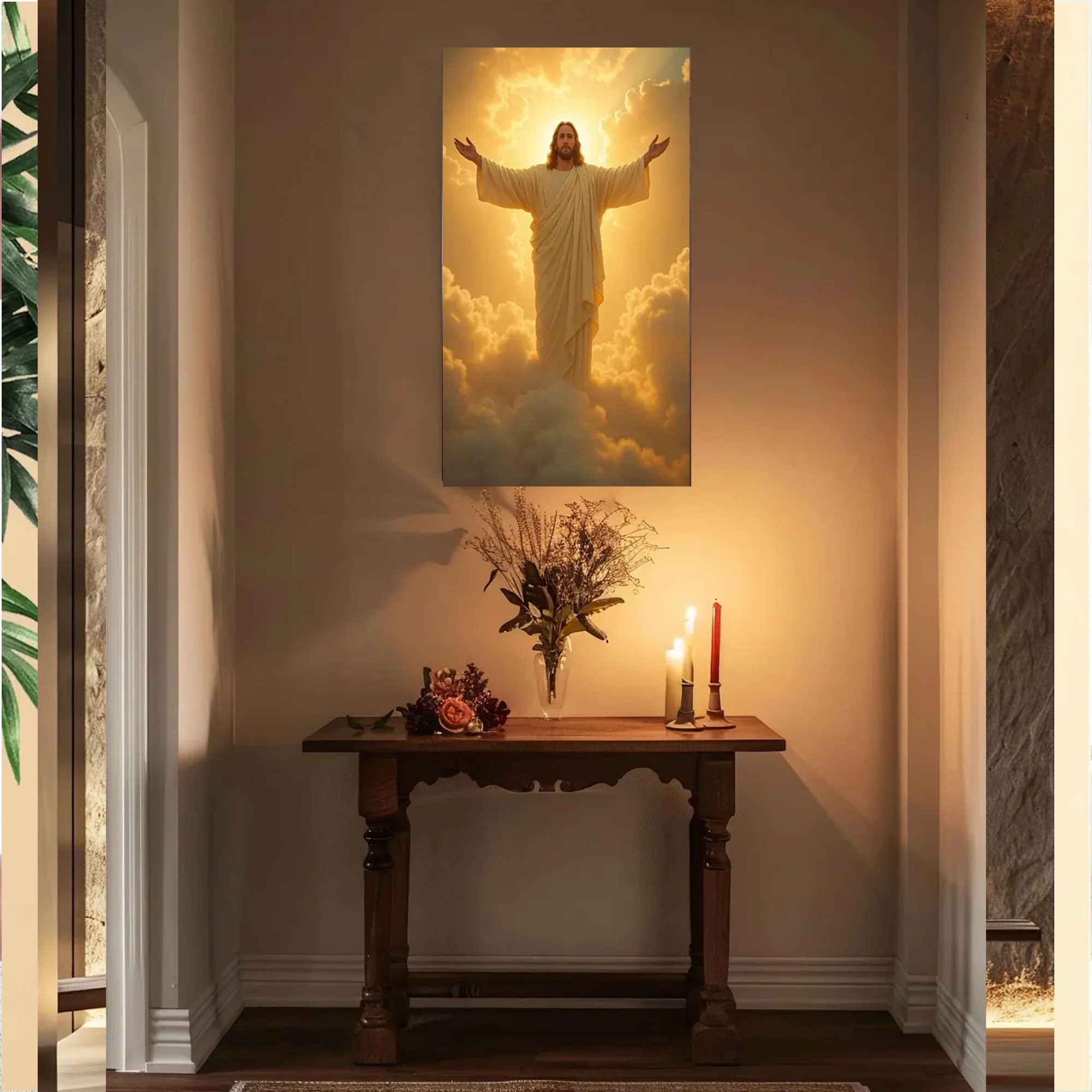 Resurrected Jesus Canvas Print, Ascension of Christ Wall Art, Christian Religious Home Decor, Inspirational Faith Gift for Family, Easter Spiritual Artwork