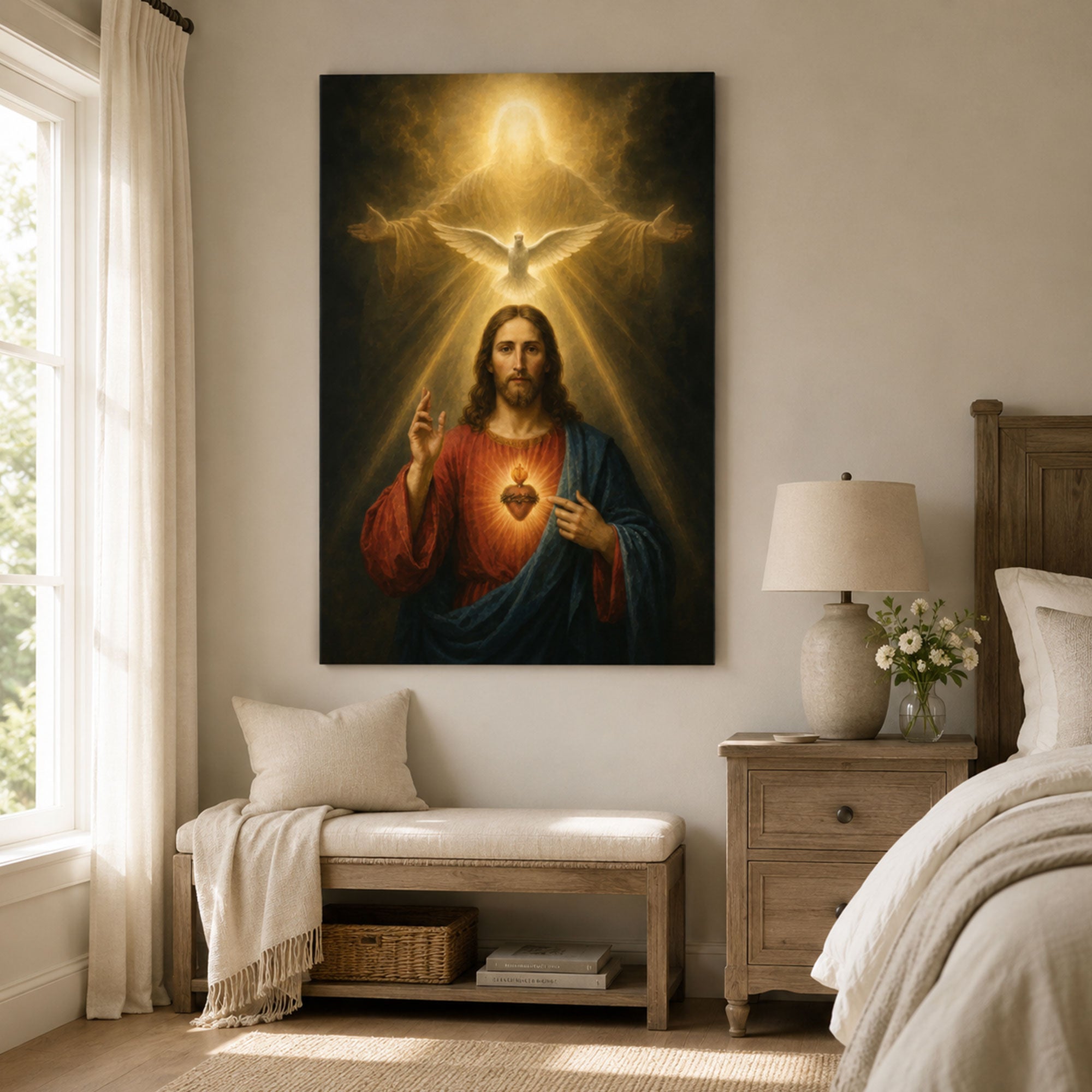 The Holy Trinity Canvas Print Father Son and Holy Spirit Classical Oil Painting Christian Religious Wall Decor