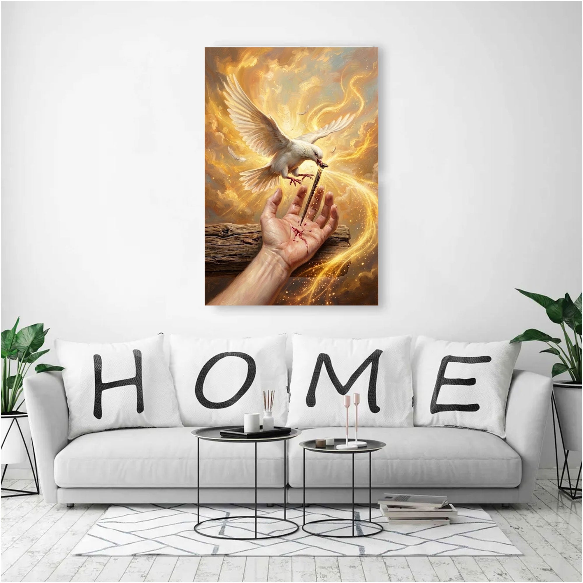 Holy Spirit Dove Canvas Print, Healing Through His Sacrifice Wall Art, Christian Faith Symbol, Divine Light and Redemption Decor, Inspirational Religious Gift