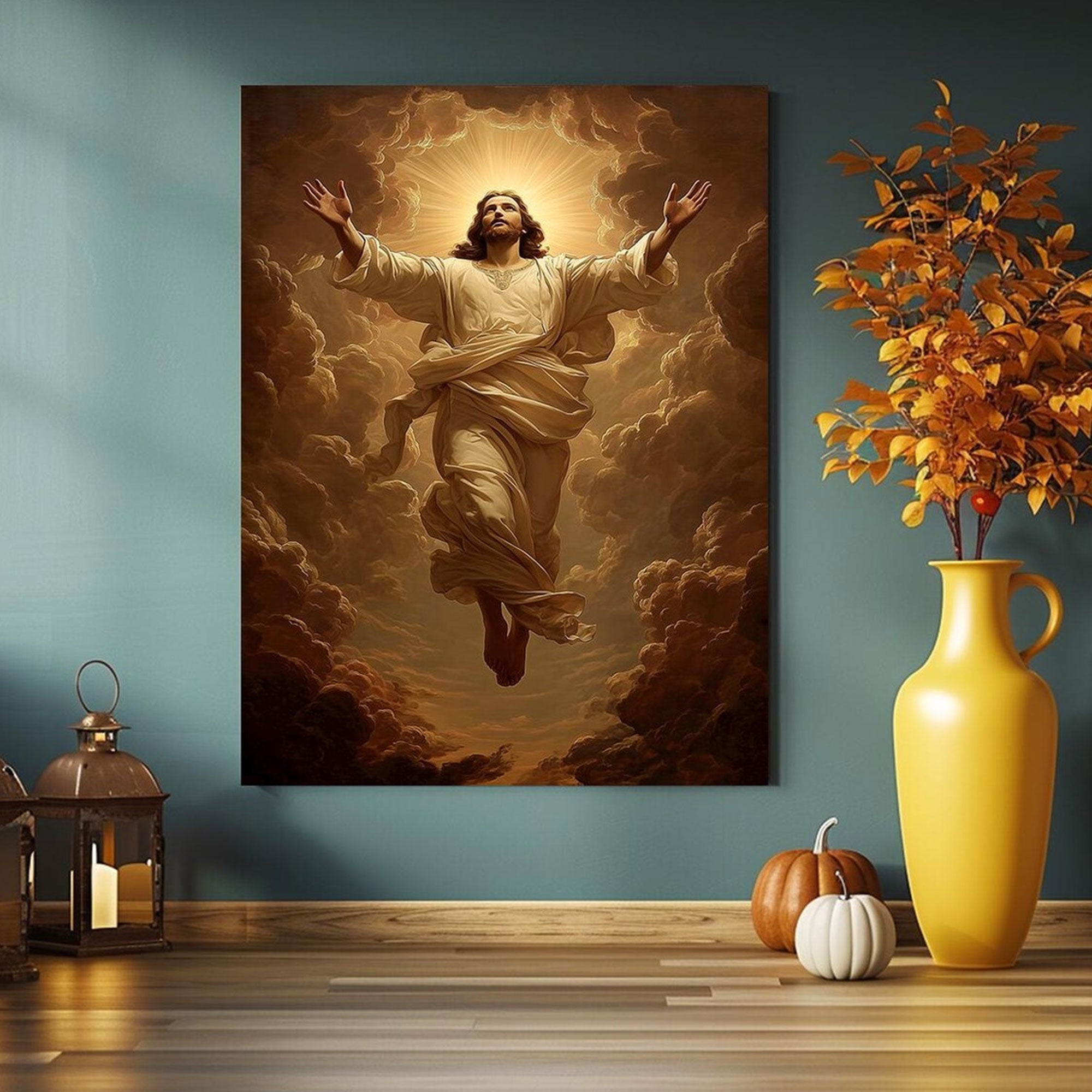 Jesus Ascension Canvas Print, Christian Wall Art, Heaven Glory Decor, Religious Faith Home Decor