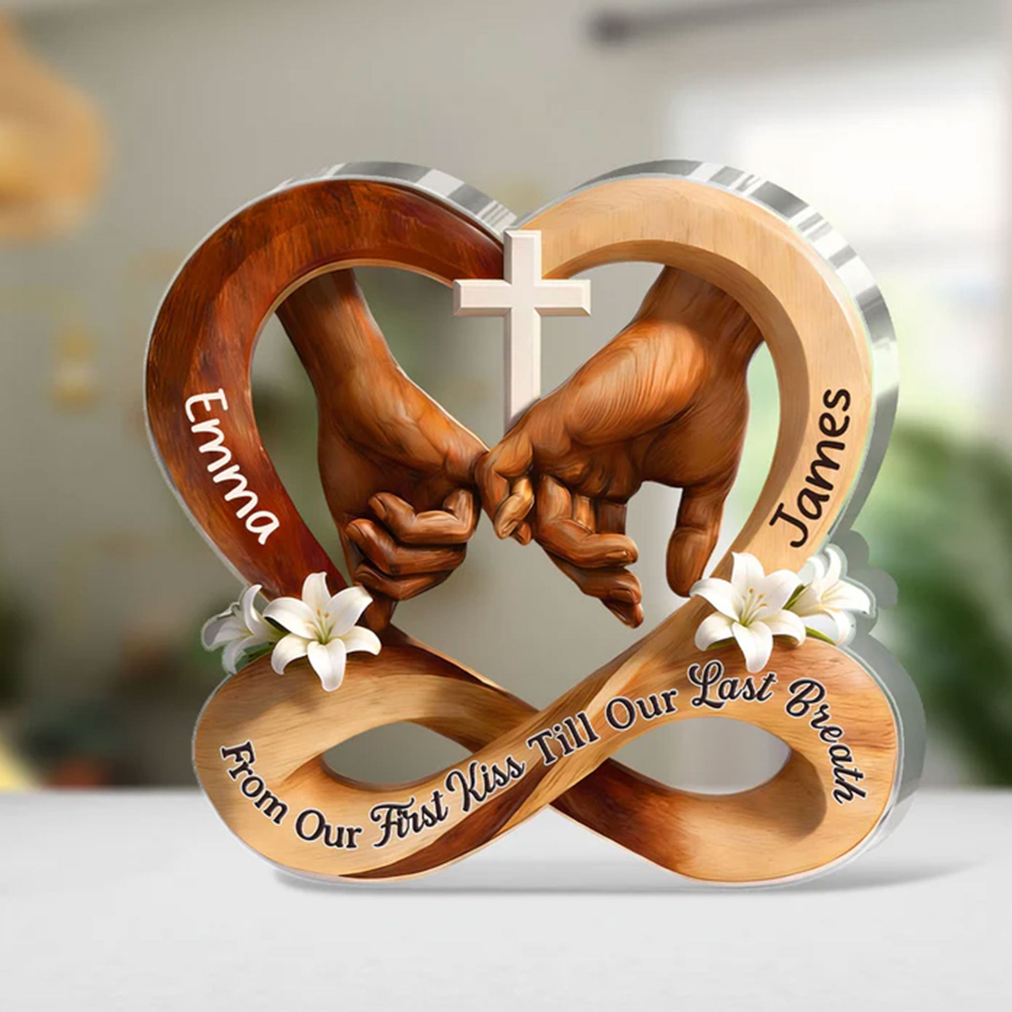 Personalized Christian Couple Acrylic Plaque, From Our First Kiss Till Our Last Breath, Anniversary Gift