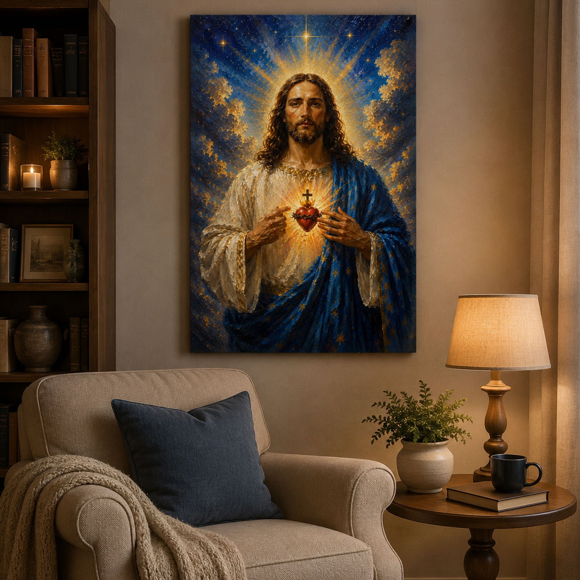 Sacred Heart of Jesus Canvas Print, Catholic Christian Wall Art, Radiant Faith Home Decor