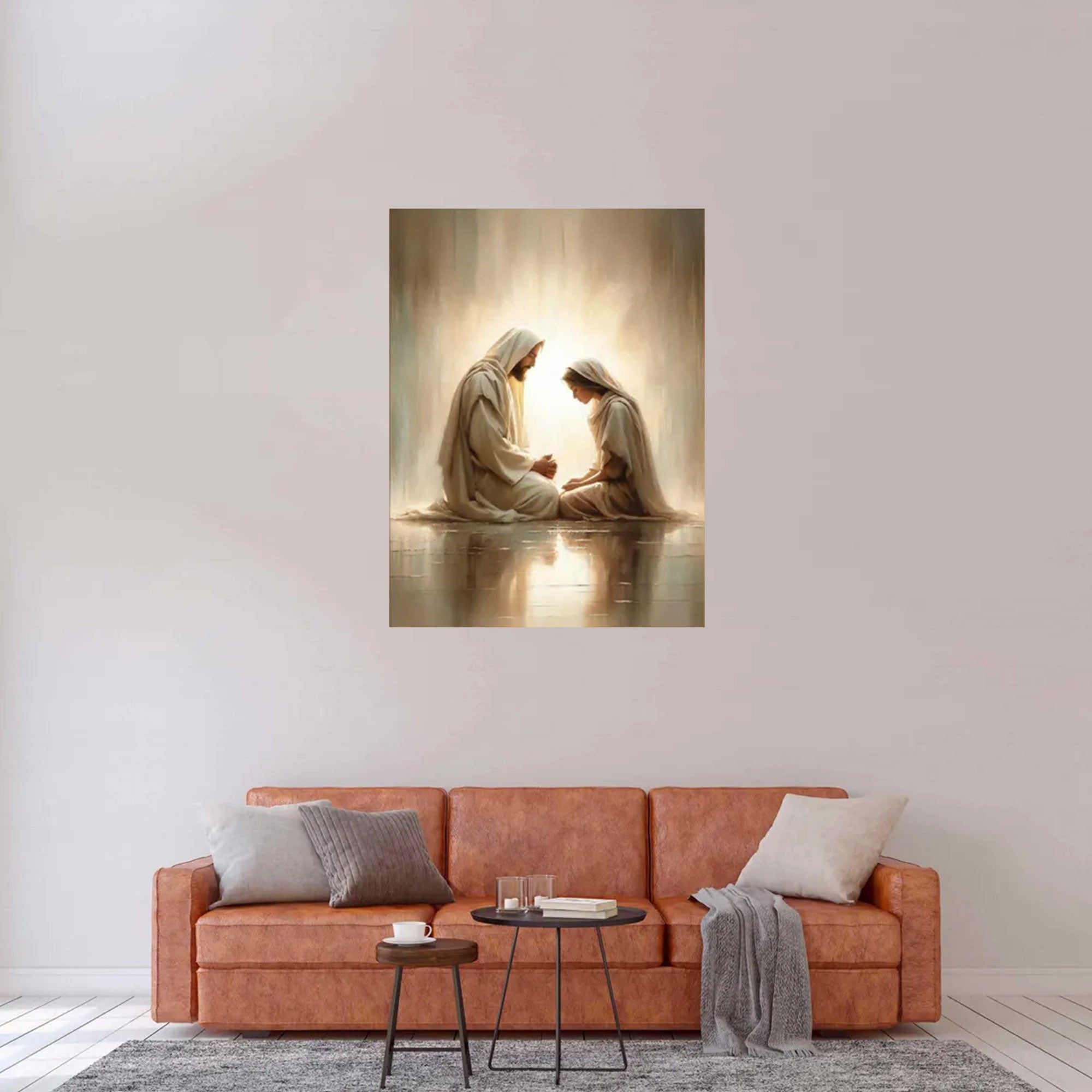 Divine Prayers, Jesus and Girl Canvas Art, Inspirational Picture of Christ, LDS Christian Art & Bible Prints Canvas