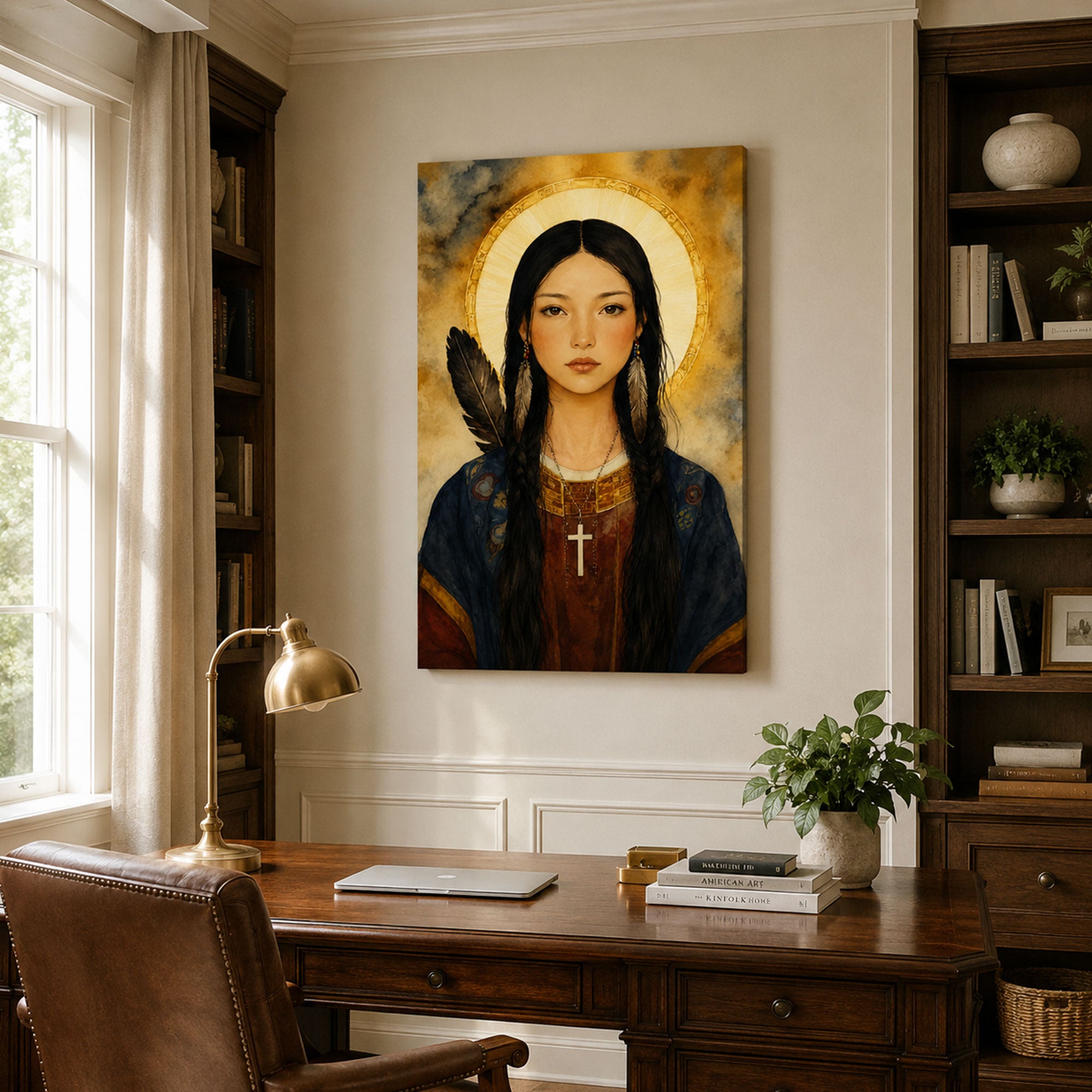 Saint Kateri Tekakwitha Canvas Print, Native American Catholic Saint Wall Art, Lily of the Mohawks Faith Home Decor Gift