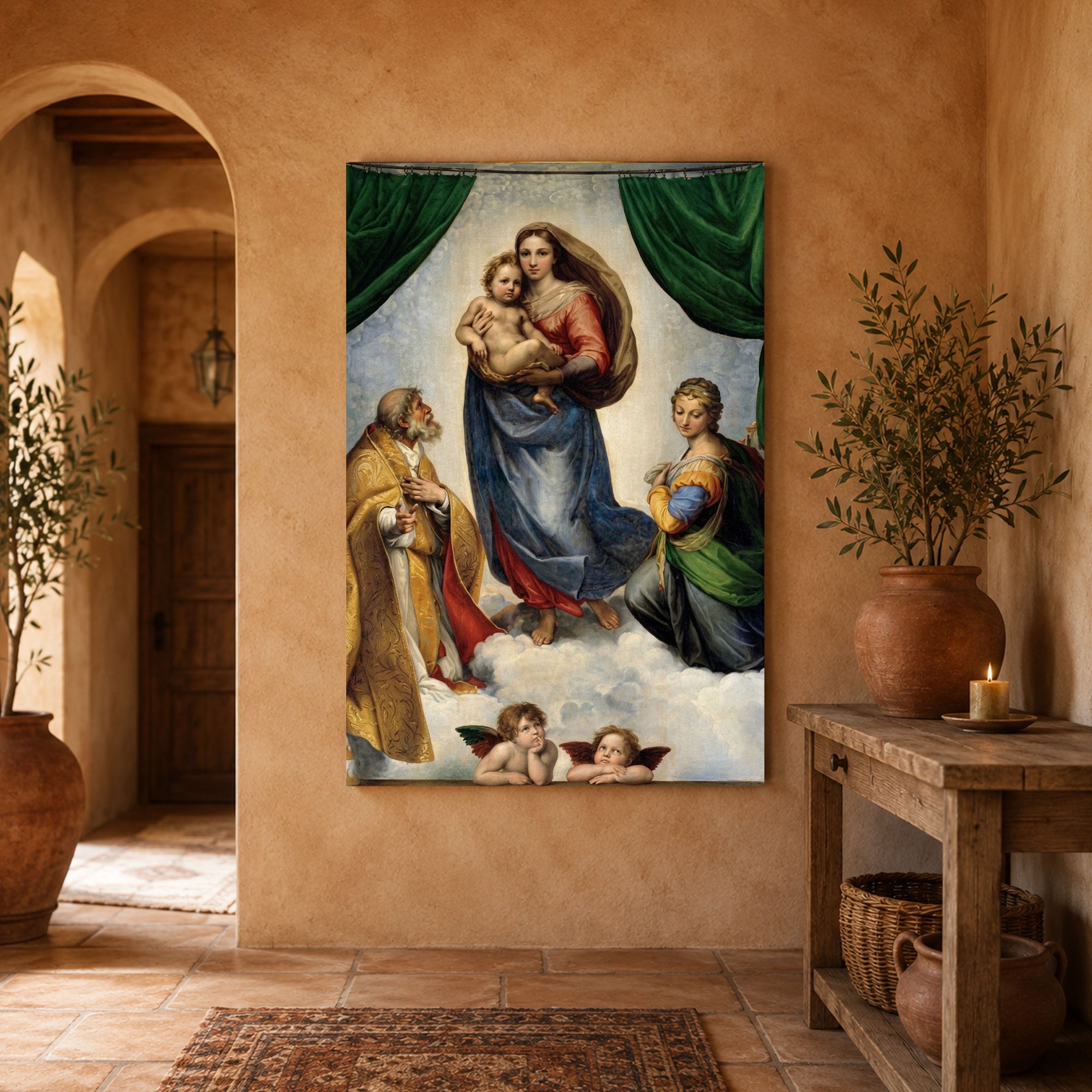 Madonna and Child Canvas Wall Art, Renaissance Christian Faith Decor, Virgin Mary Religious Artwork, Heavenly Home Accent
