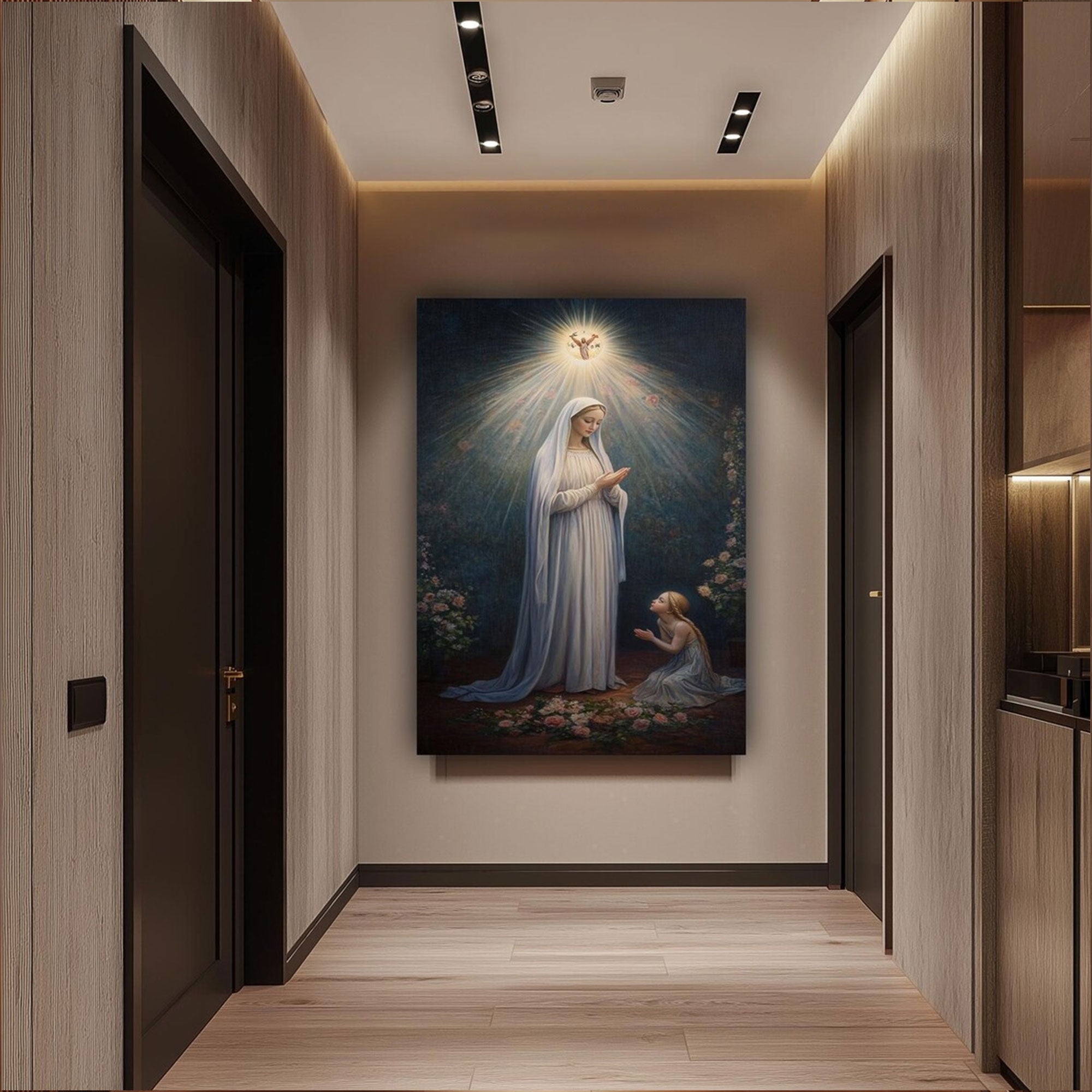Holy Mary and Child Canvas Wall Art, Virgin Mother Baby Jesus Painting, Catholic Religious Decor
