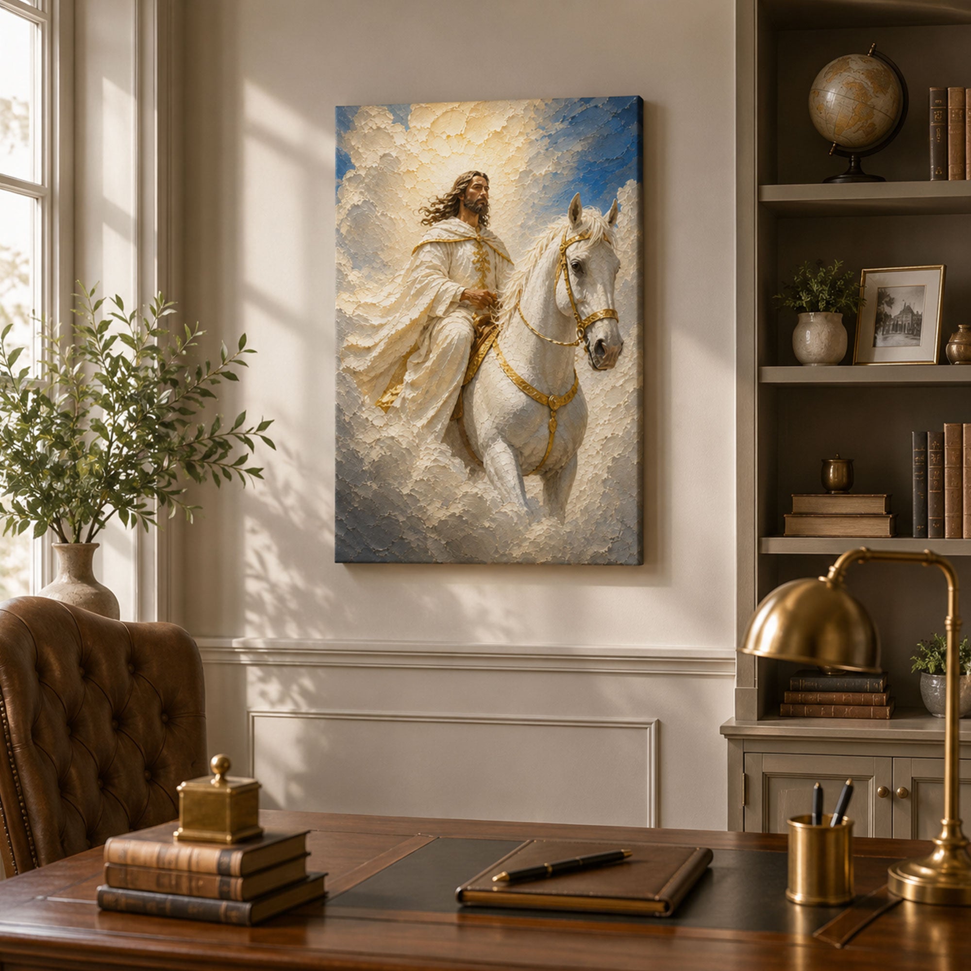 Second Coming of Jesus Canvas Print, White Horse Christian Wall Art Gift
