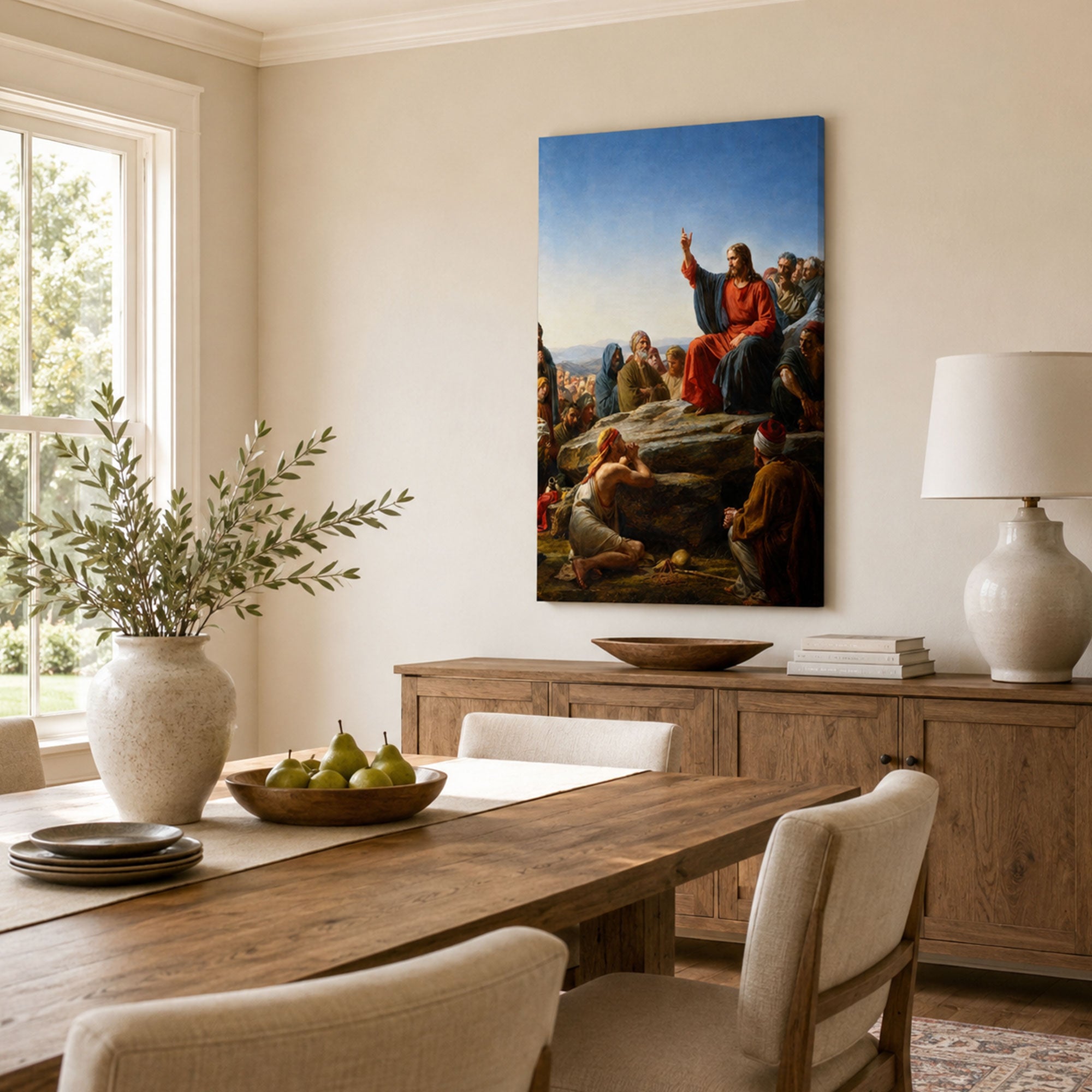 Jesus Sermon on the Mount Canvas Print, Matthew 5 Christian Wall Decor, Bible Faith Gift