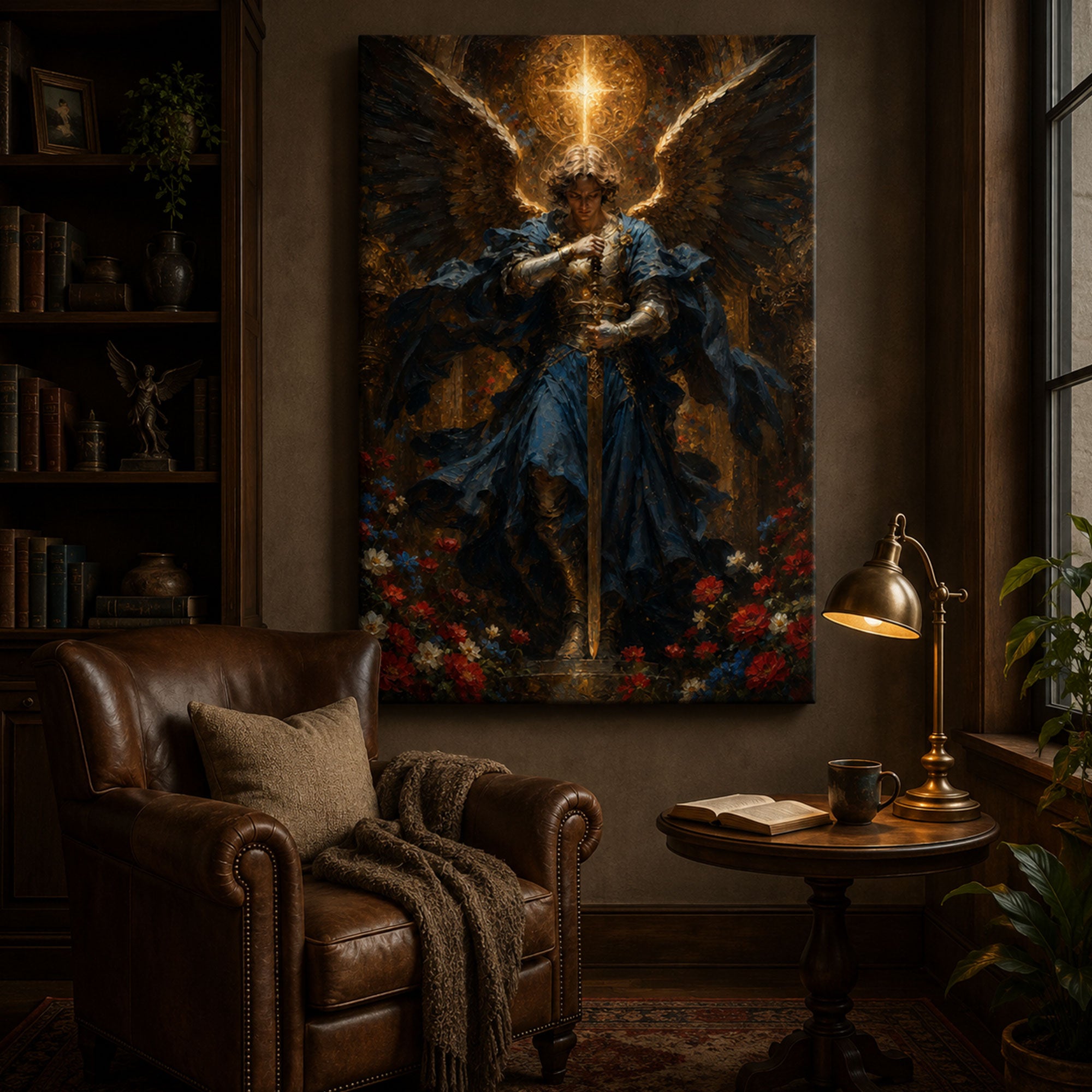 Saint Michael Archangel Canvas Print, Christian Angel Wall Art, Faith Home Decor