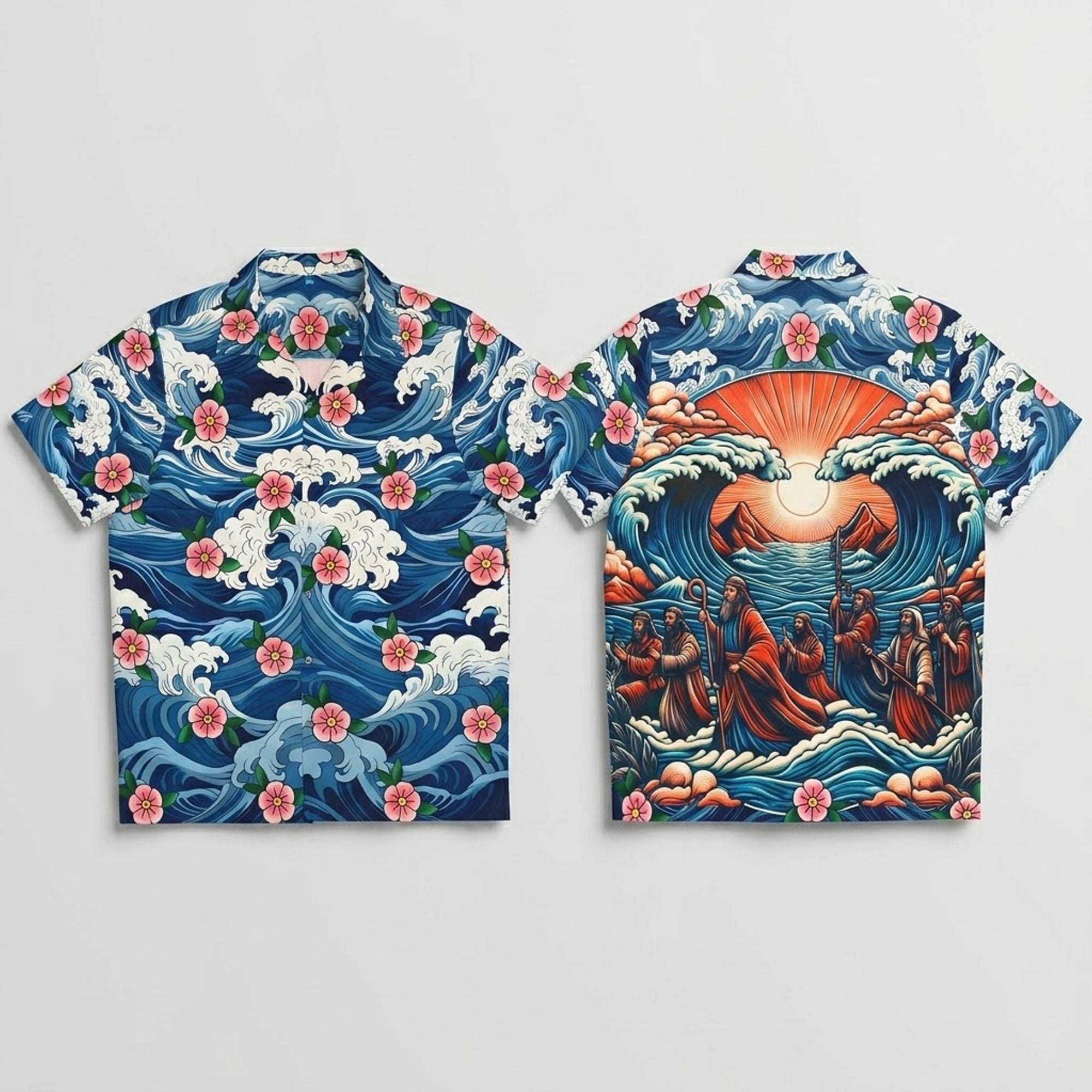 Moses Crossing the Red Sea Hawaiian Shirt, Bible Story Christian Apparel, Catholic Faith Gift for Men Women
