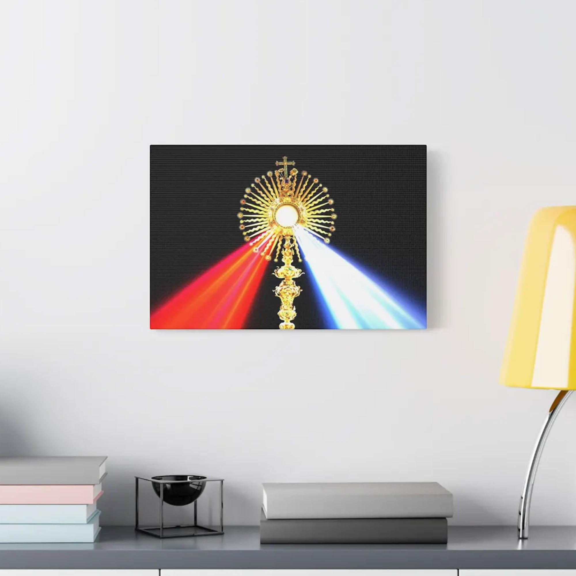 Divine Mercy Jesus Canvas Print, Eucharist Monstrance Religious Wall Art Home Decor