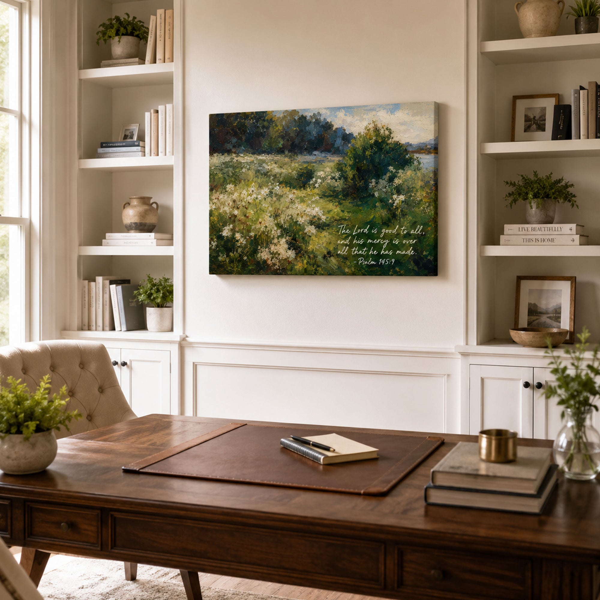 The Lord Is Good to All Canvas Print, Peaceful Psalm 145:9 Christian Decor