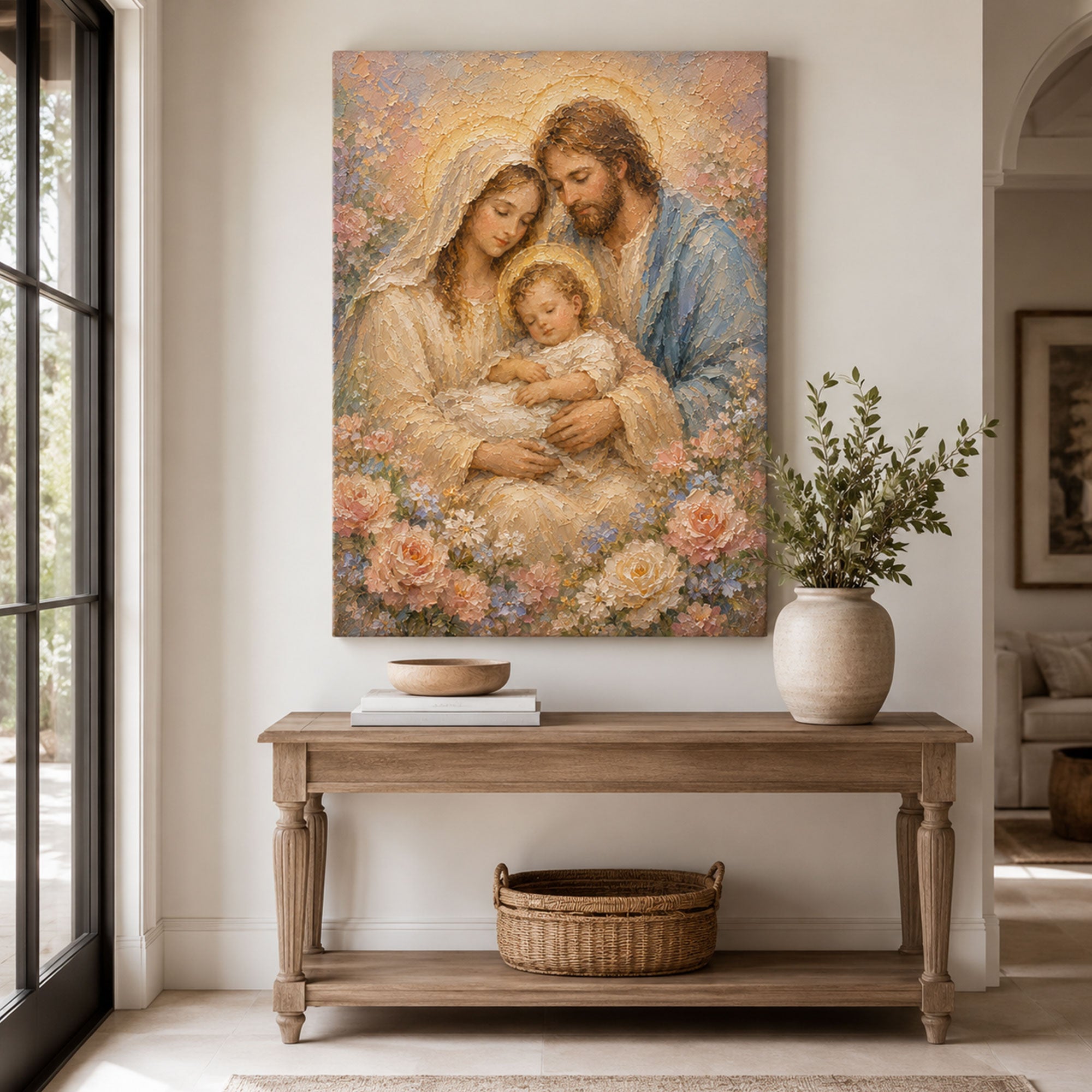 Holy Family Canvas Print, Jesus Mary and Joseph Catholic Wall Art, Christian Home Decor, Sacred Family Gift