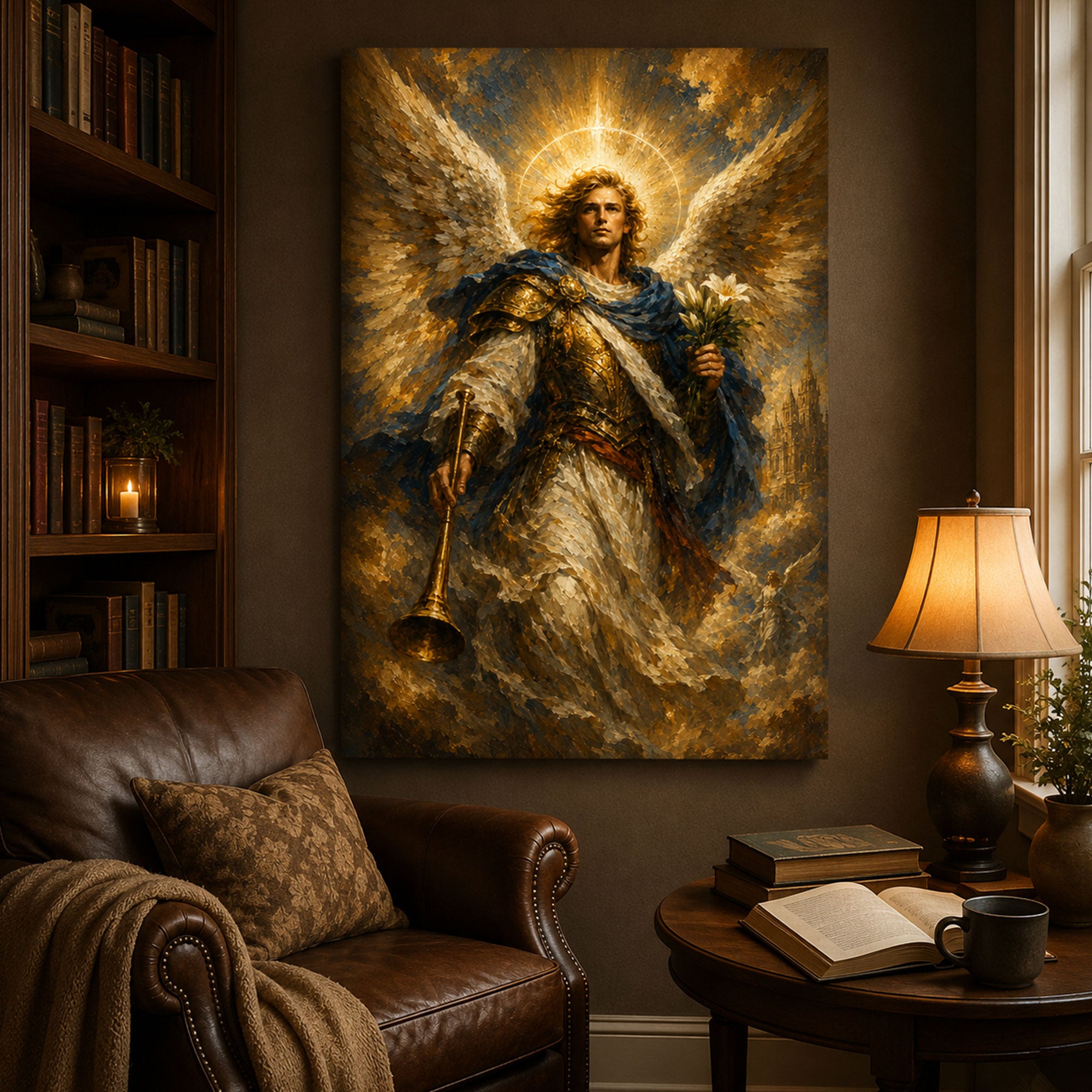 Archangel Gabriel Canvas Print, Christian Angel Wall Art, Faith Home Decor