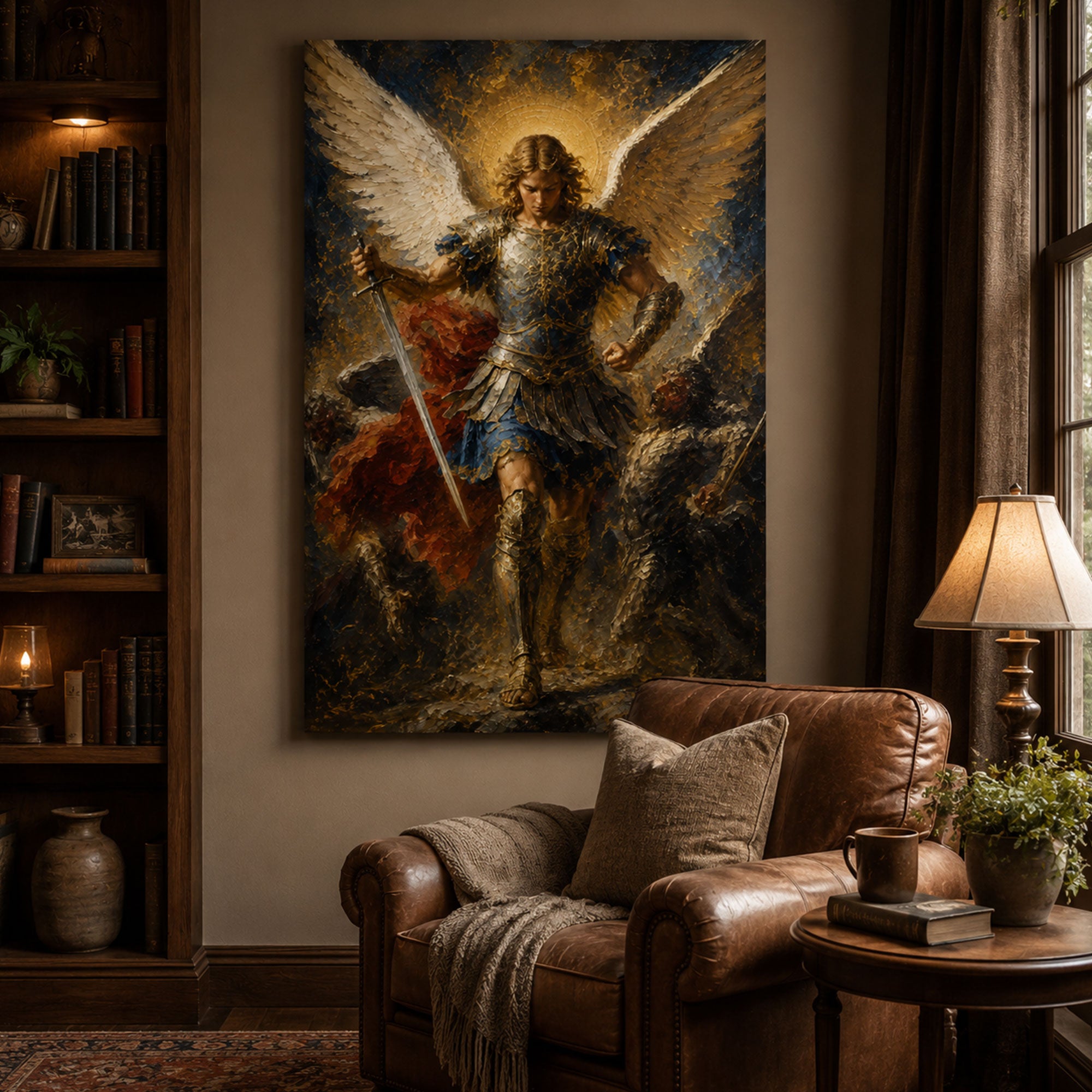 Saint Michael Archangel Canvas Print, Catholic Angel Wall Art, Faith Home Decor