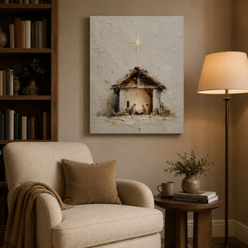Nativity Scene Canvas Print, Christian Christmas Wall Art, Holy Family Home Decor