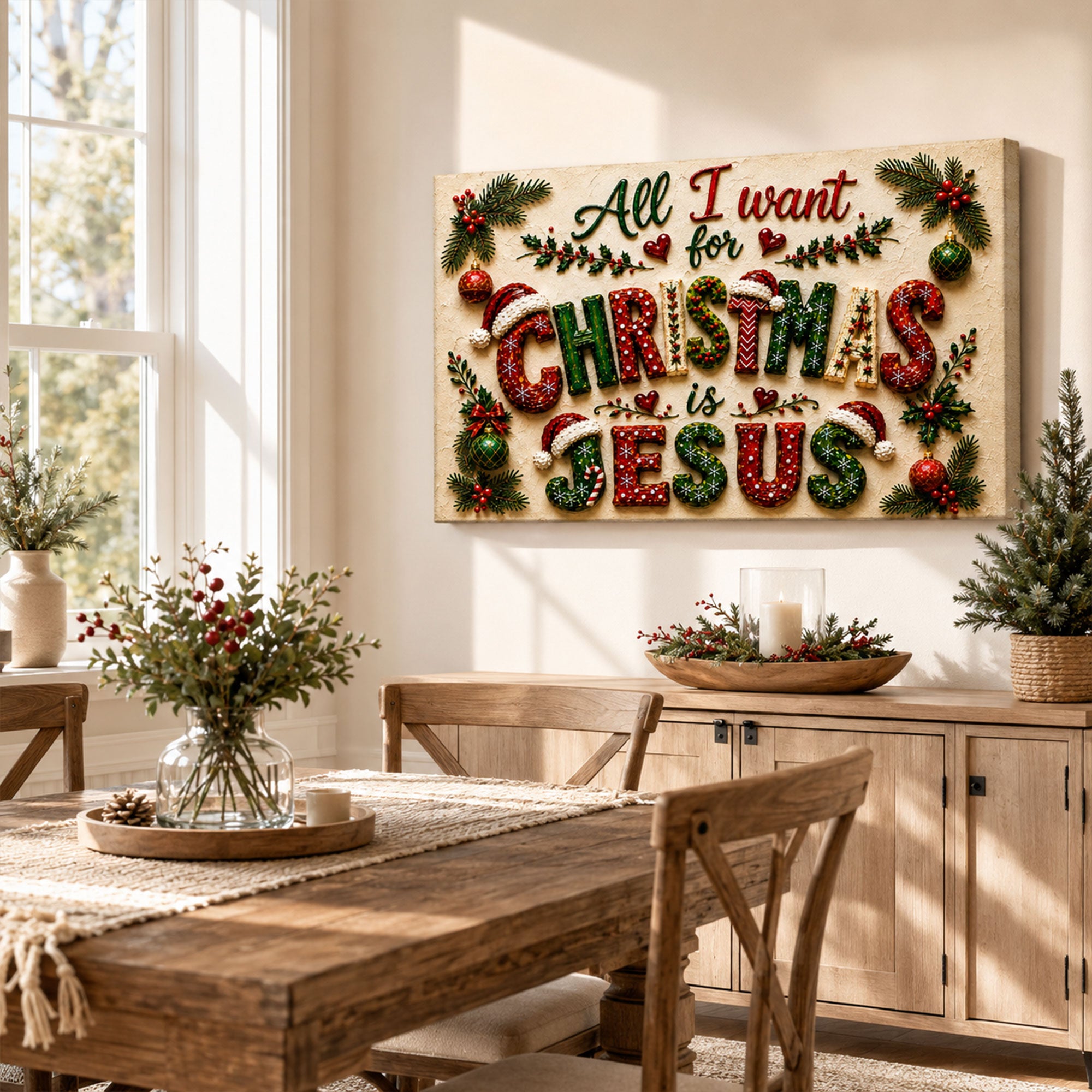 All I Want for Christmas Is Jesus Canvas Print, Christian Christmas Wall Decor, Faith Gift