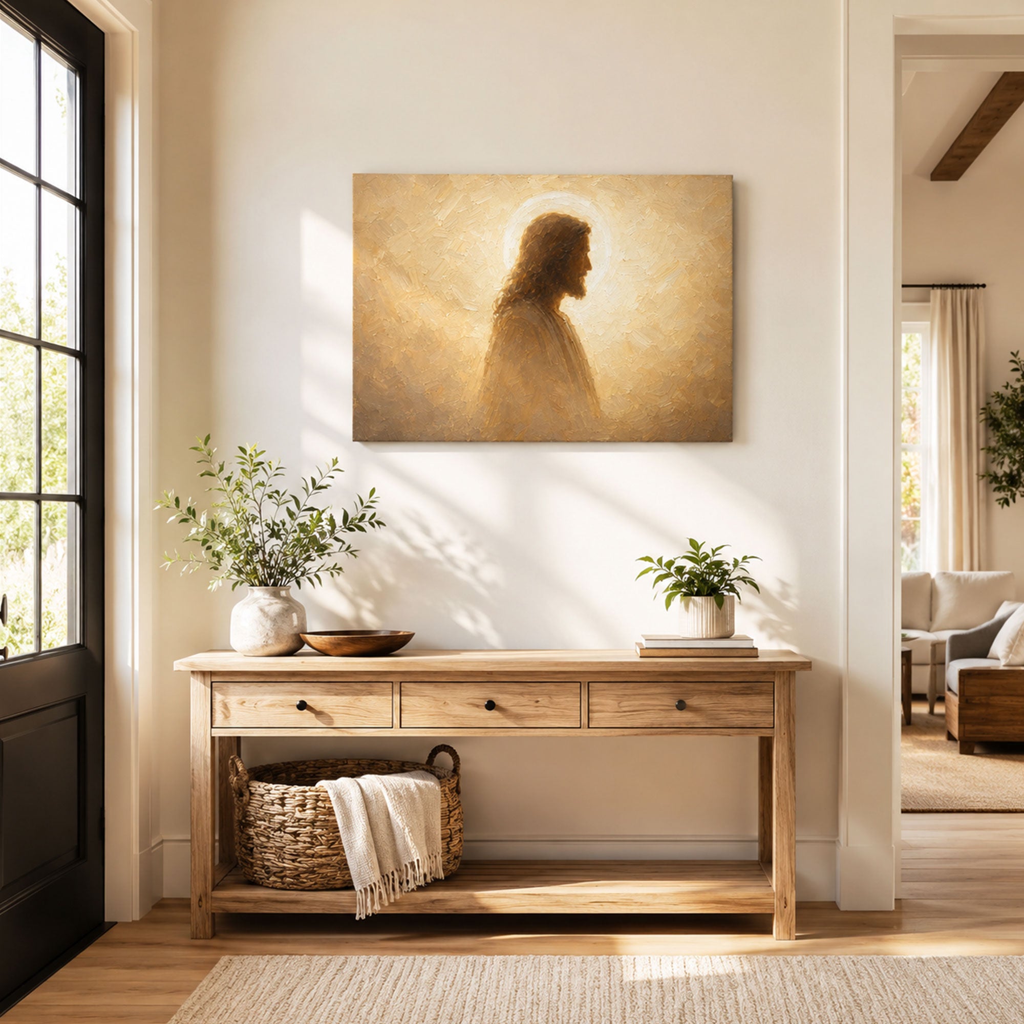 Jesus in Divine Light Canvas Print, Light of the World Christian Wall Decor, Faith Gift