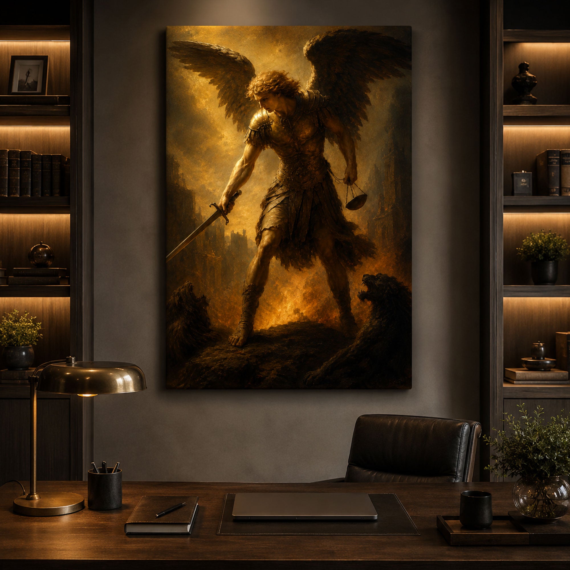 Saint Michael Archangel Canvas Print, Catholic Angel Wall Art, Faith Home Decor