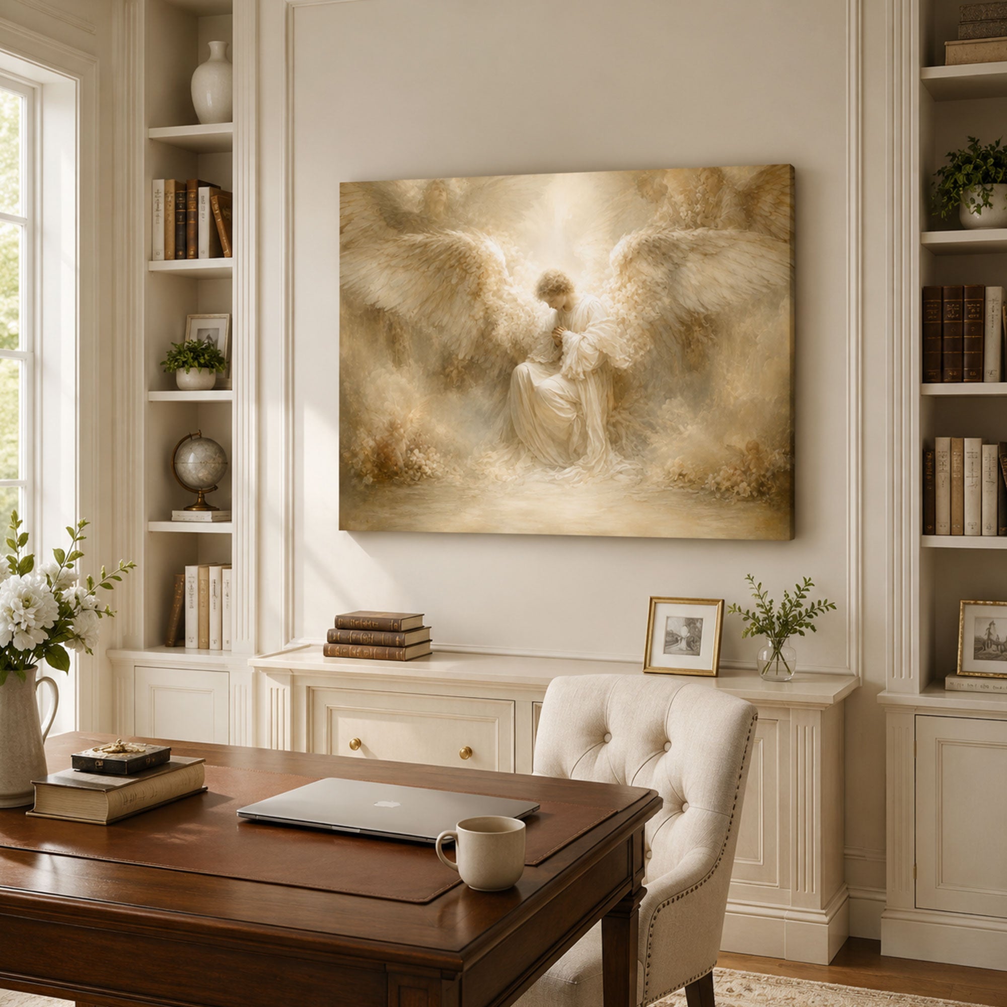 Angel Wings Prayer Canvas Print, Soft Christian Faith Wall Decor