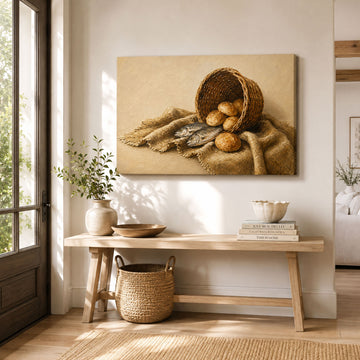 Five Loaves and Two Fish Canvas Print, John 6:9 Christian Wall Decor, Bible Faith Gift