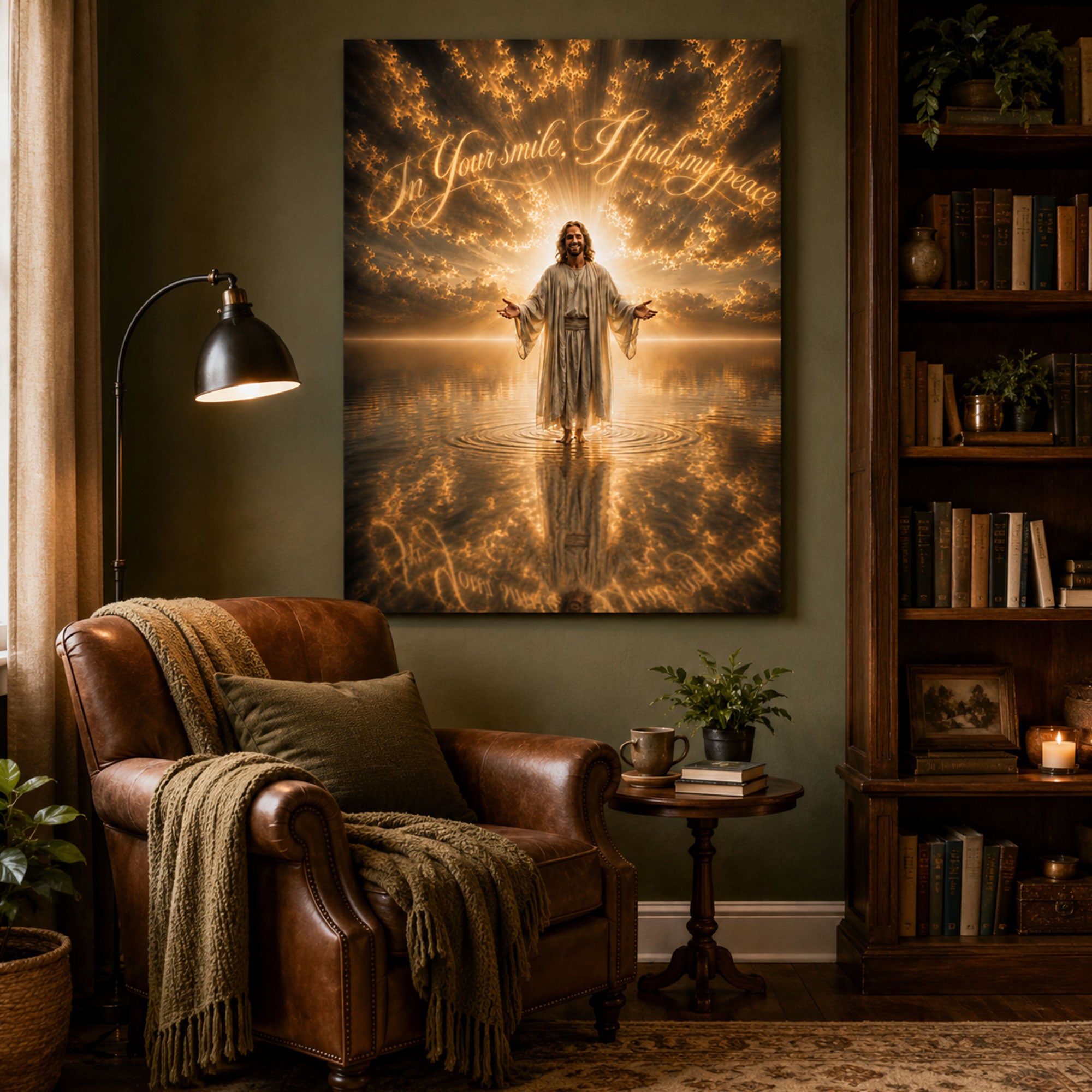 In Your Smile, I Find My Peace Canvas Print, Inspirational Jesus Christian Faith Wall Art, Spiritual Home Decor