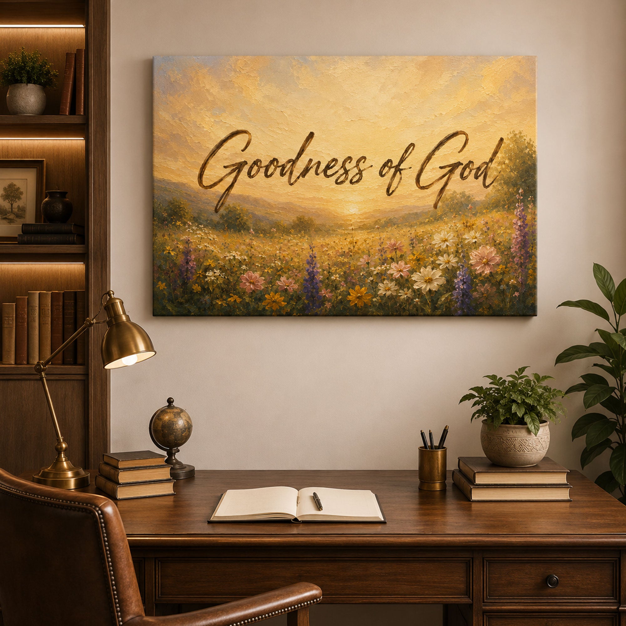 Goodness of God Canvas Print, Christian Quote Wall Art, Wildflower Meadow Faith Home Decor
