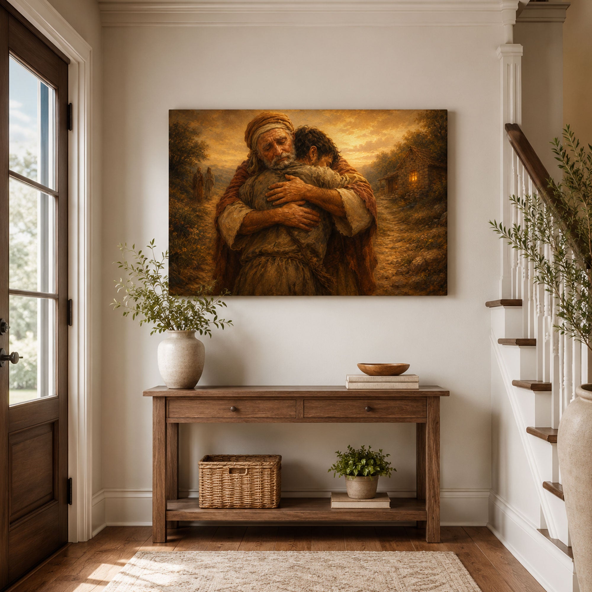 Prodigal Son and Forgiving Father Canvas Print, Christian Home Decor
