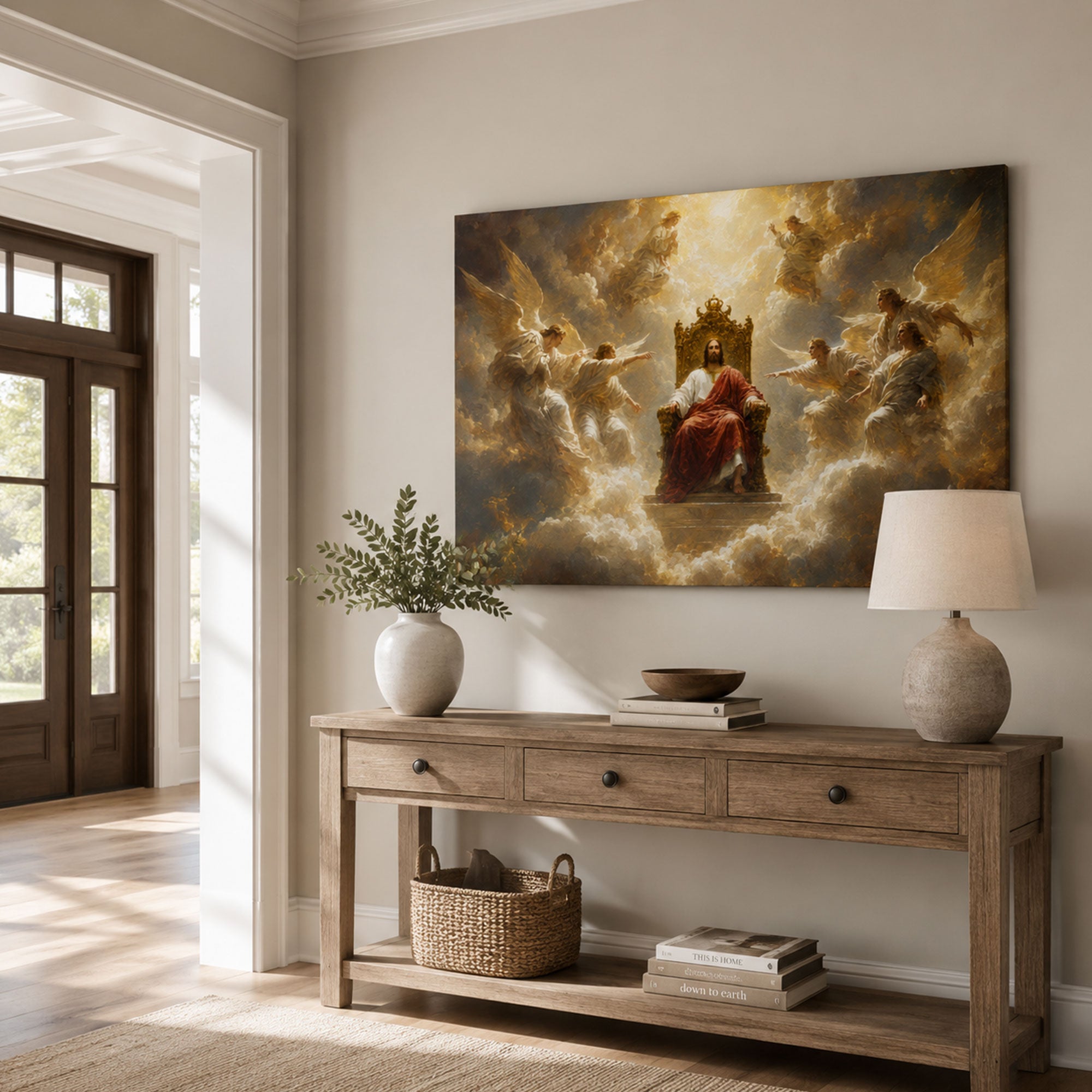 Christ the King Jesus Canvas Print, Heavenly Throne Christian Wall Decor, King of Kings Faith Gift